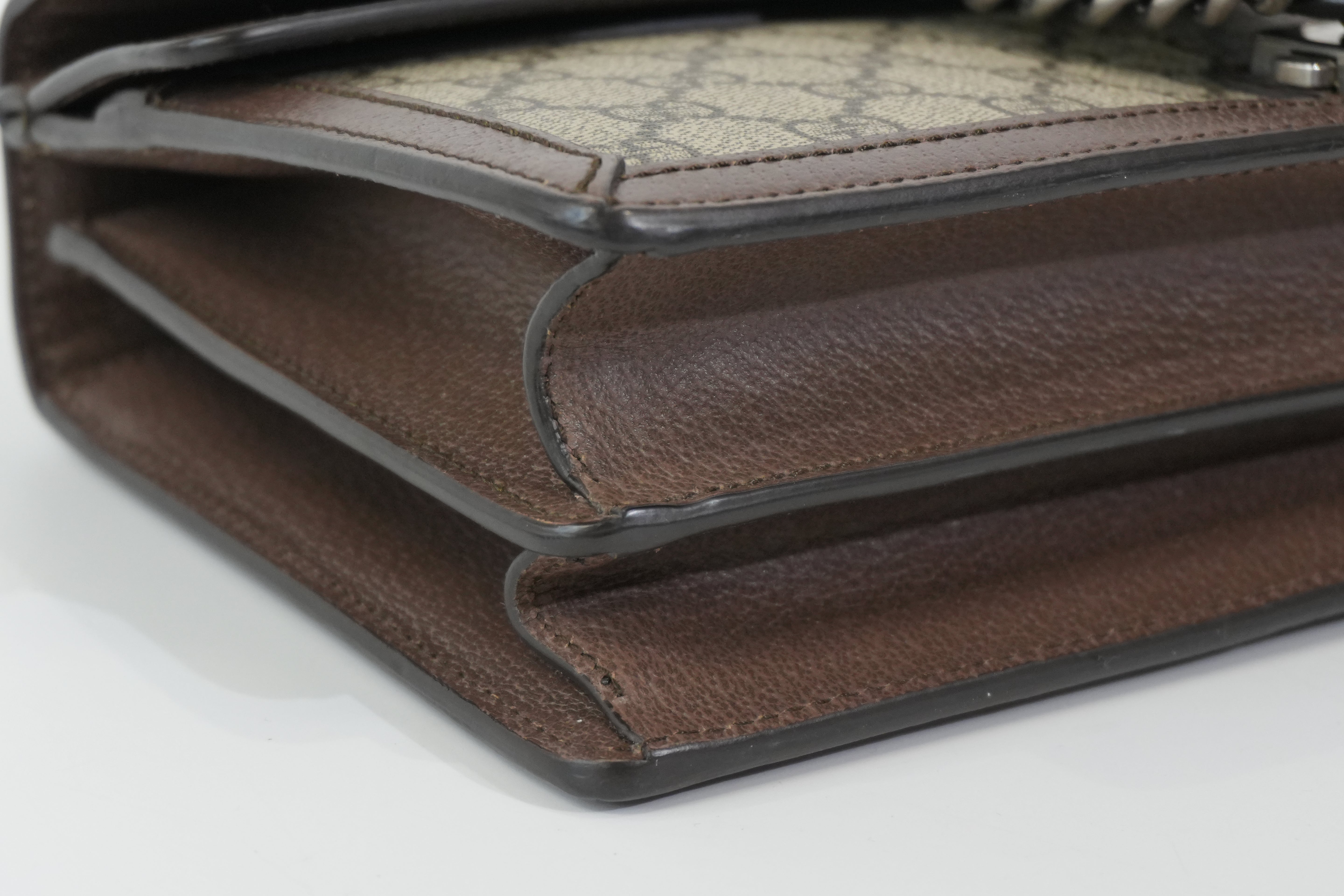 Pre-owned Gucci Double Flap Dionysus Chain Shoulder Bag Brown