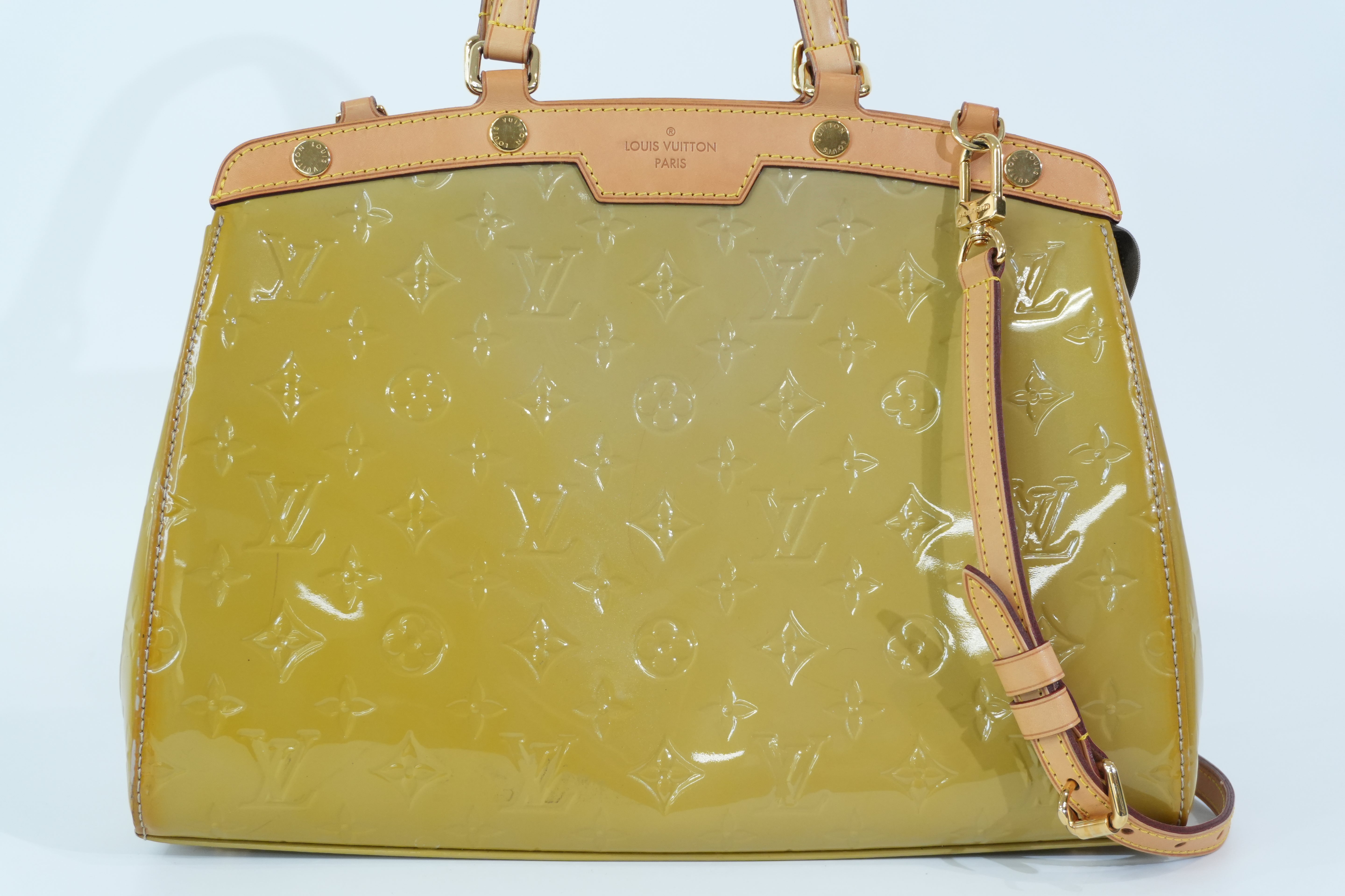 Pre-owned Louis Vuitton Vernis Brea MM Tote Bag Citrin