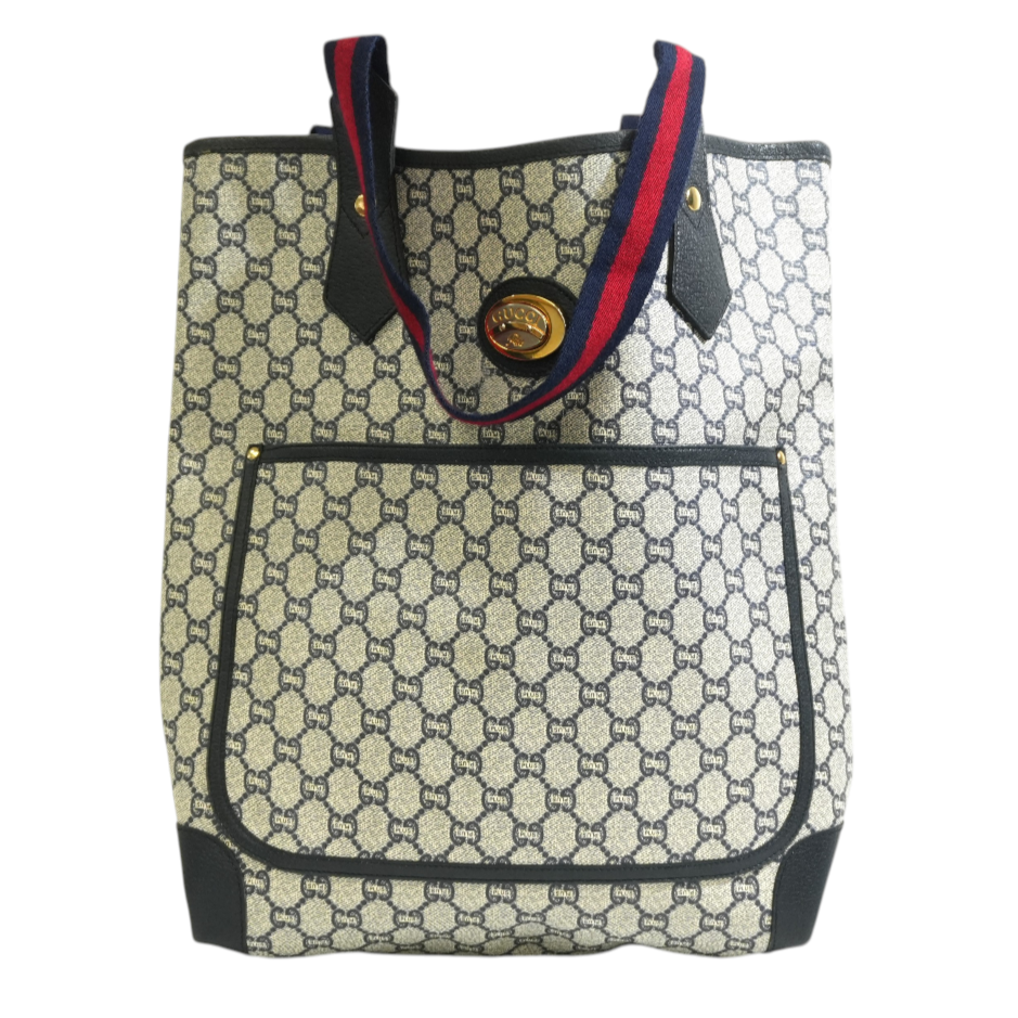 Pre-owned Gucci Plus Tote Bag Navy Blue