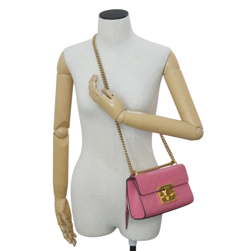 Pre-owned Gucci Small Padlock Bag Chain Shoulder Bag Pink