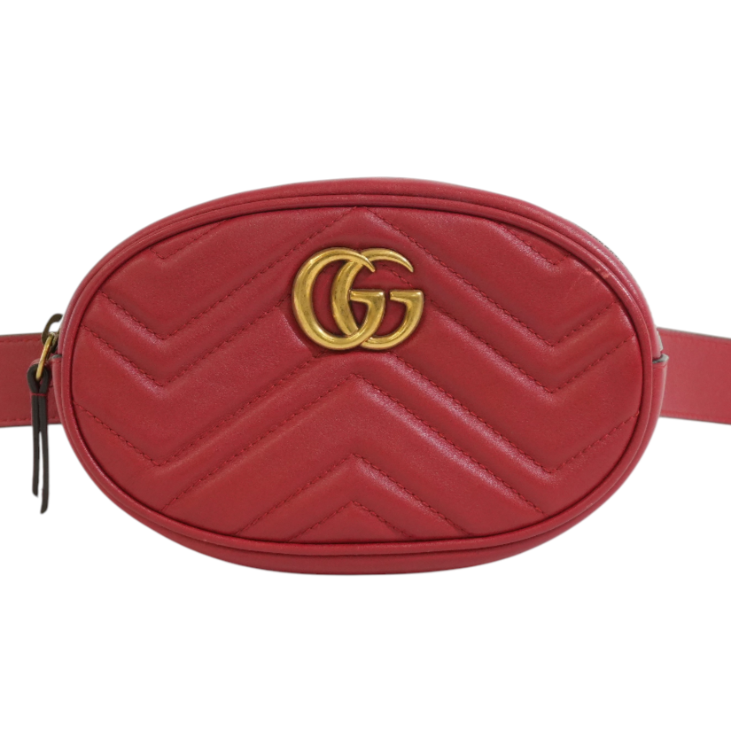 Pre-owned Gucci Marmont Belt Bag Size 85 Red