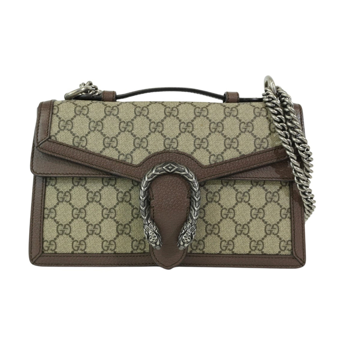 Pre-owned Gucci Double Flap Dionysus Chain Shoulder Bag Brown