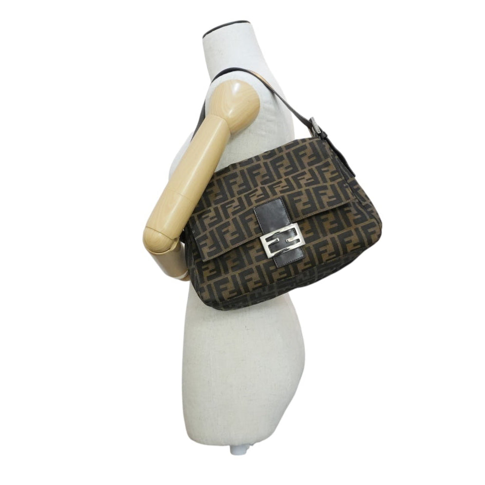 Pre-owned Fendi Zucca Mamma Baguette Handbag Brown