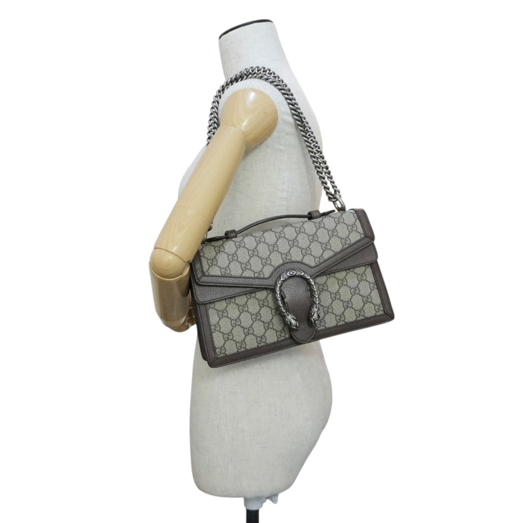 Pre-owned Gucci Double Flap Dionysus Chain Shoulder Bag Brown