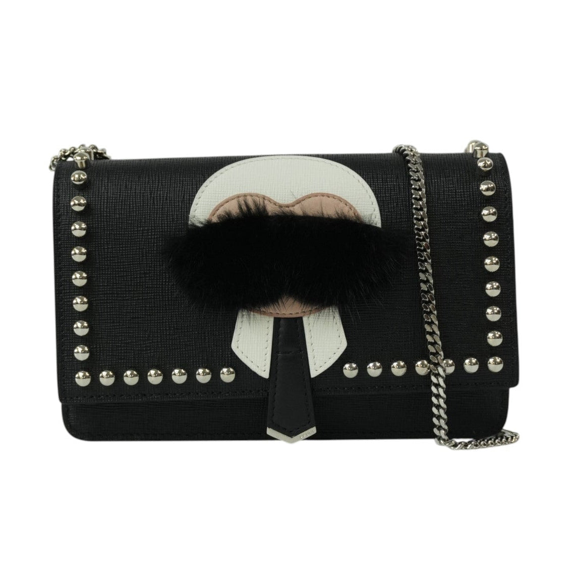 Pre-Owned Fendi Karlito Wallet on Chain Black