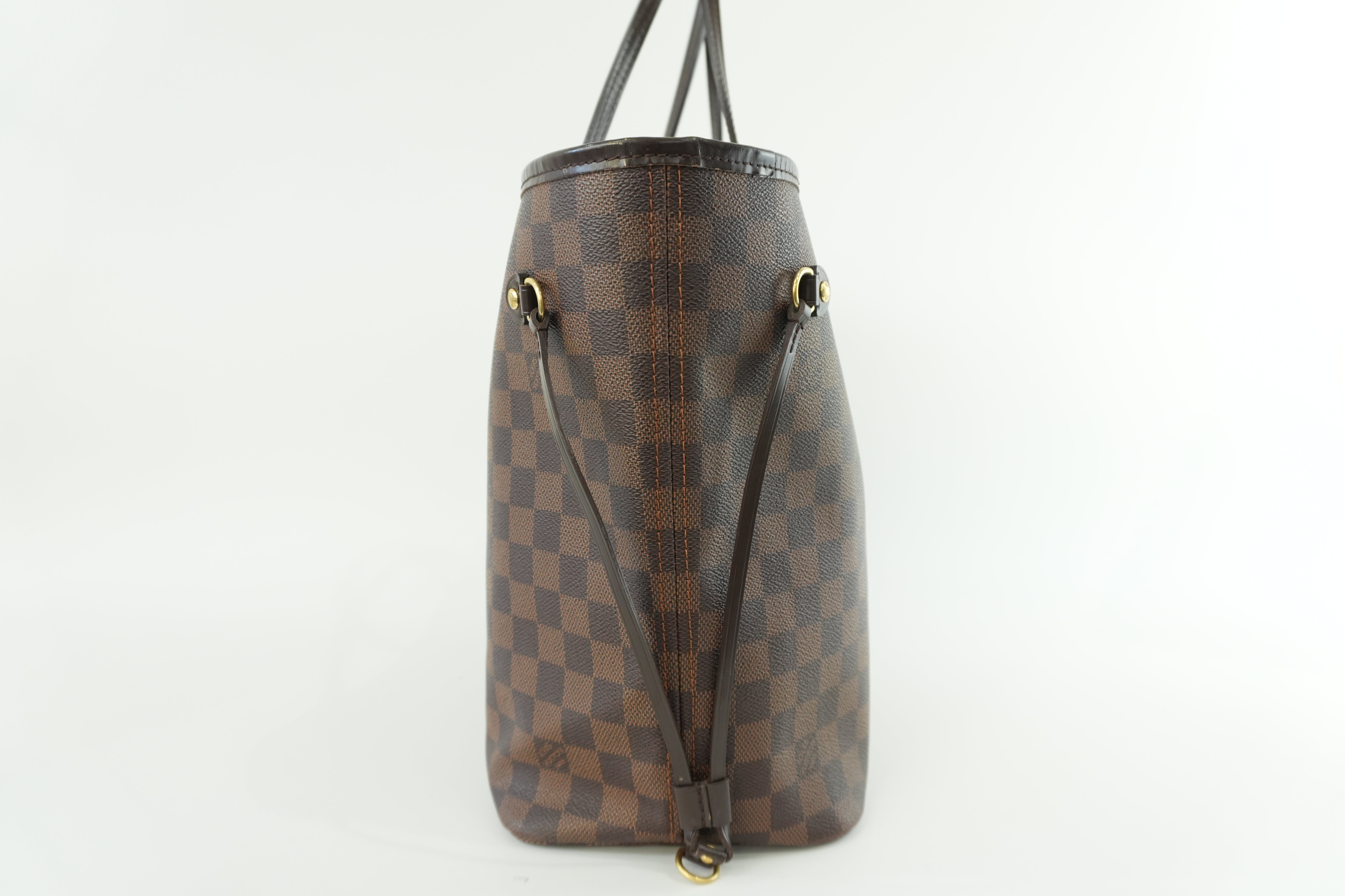 Louis Vuitton Damier Ebene Neverfull MM Shoulder Tote Bag Used