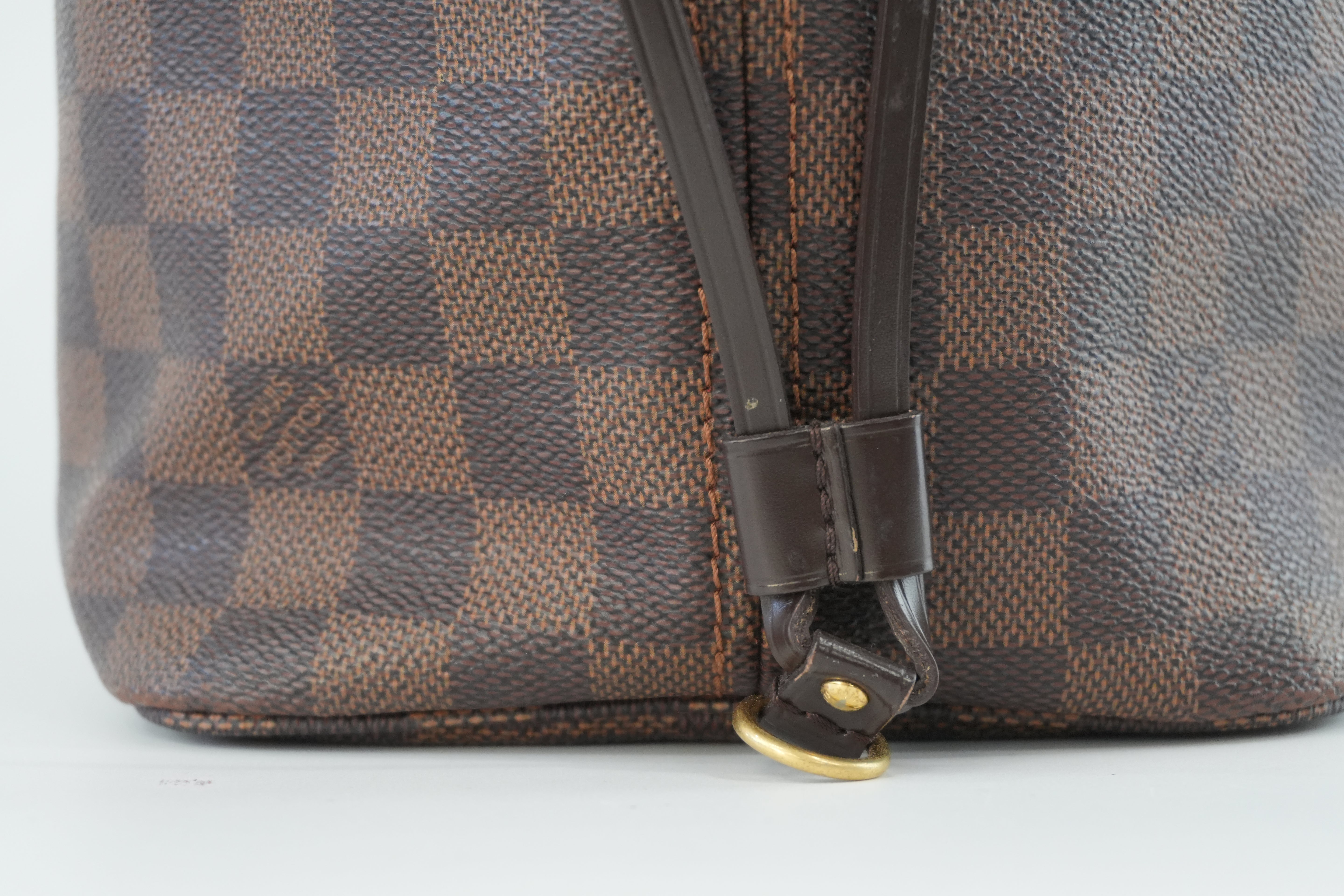 Louis Vuitton Damier Ebene Neverfull MM Shoulder Tote Bag Used