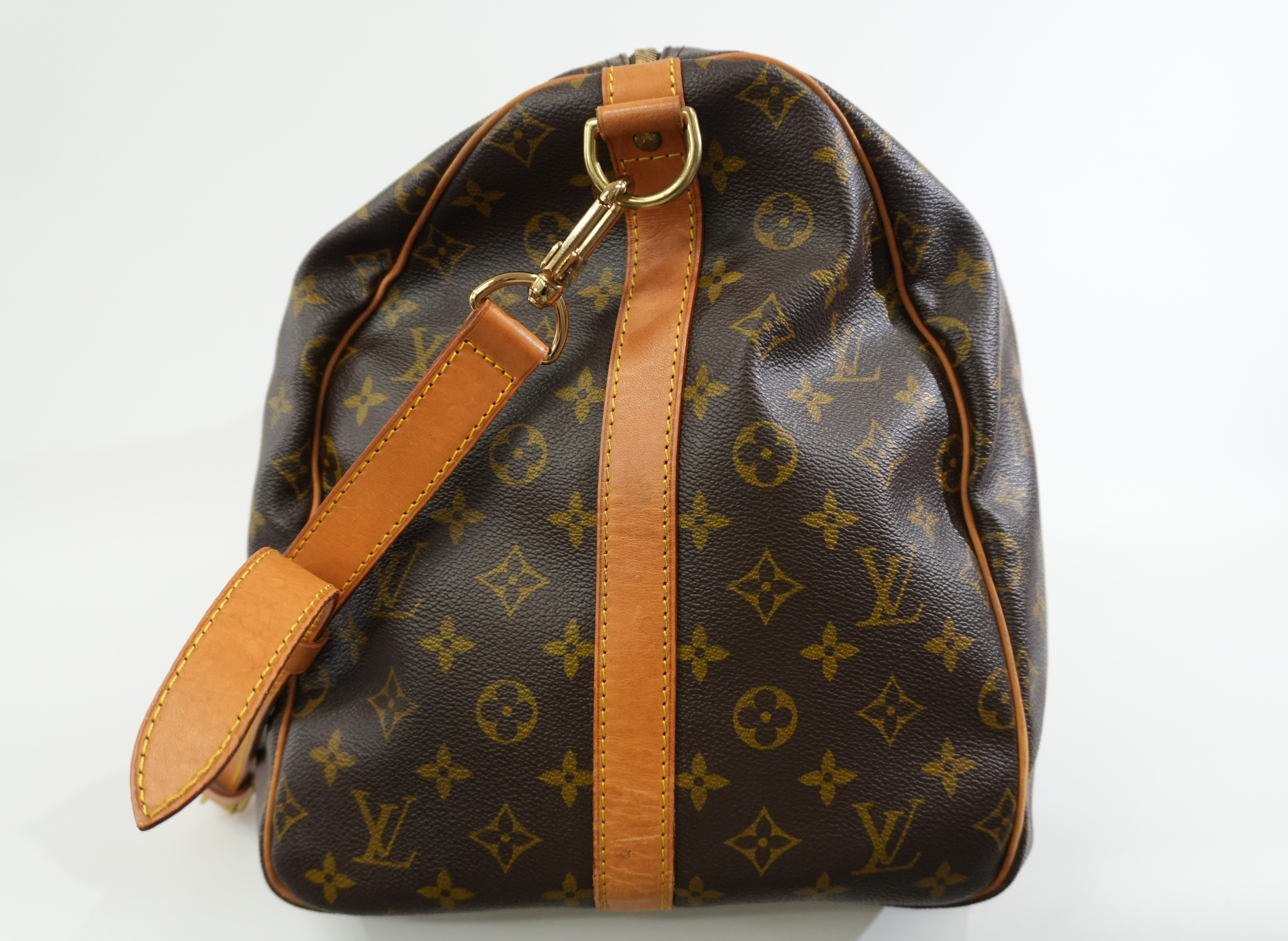 Pre-owned Louis Vuitton Monogram Keepall Bandouliere 55 Duffle Travel Bag