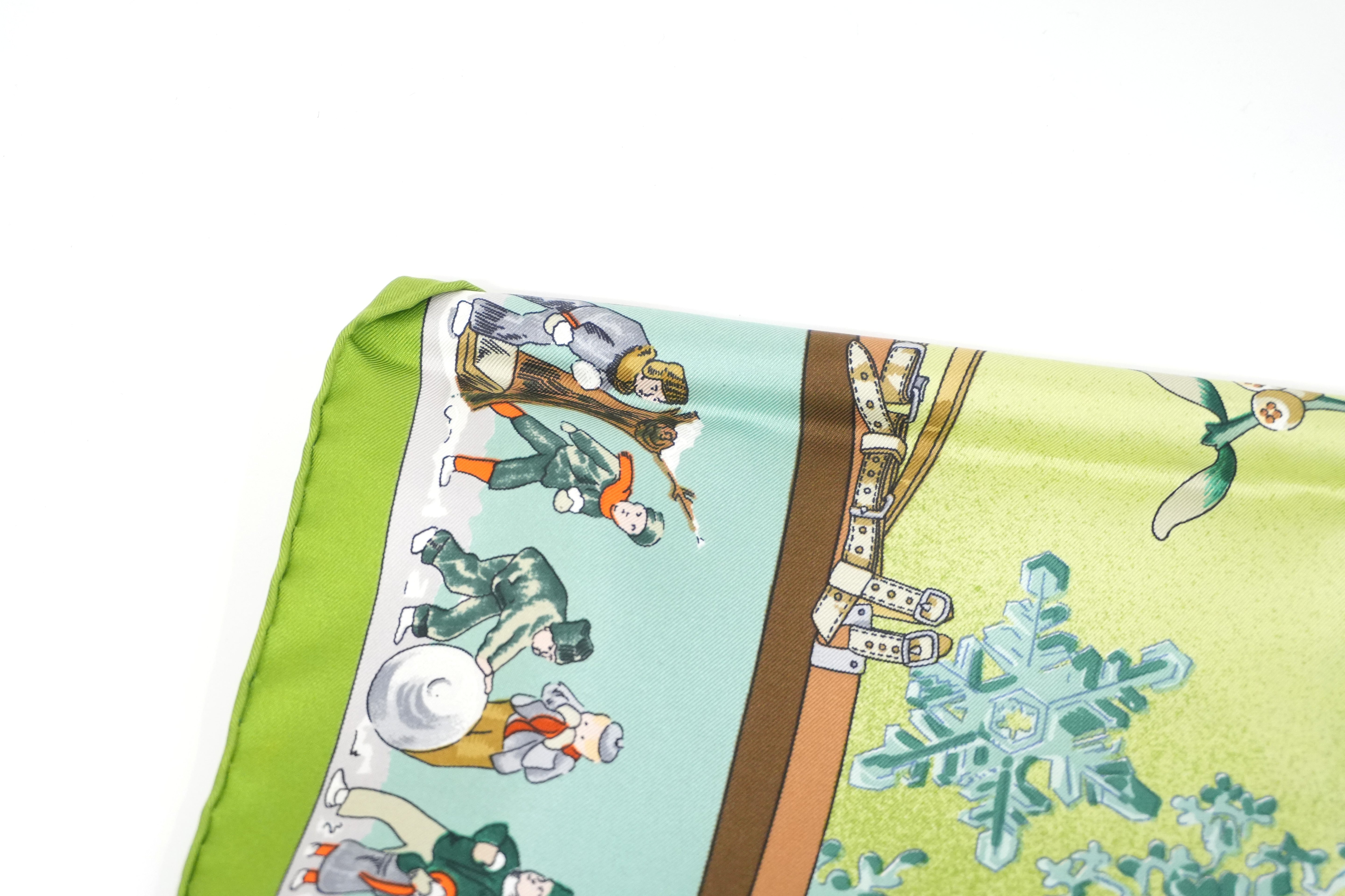 Pre-owned Hermes Silk Scarf Green Christmas