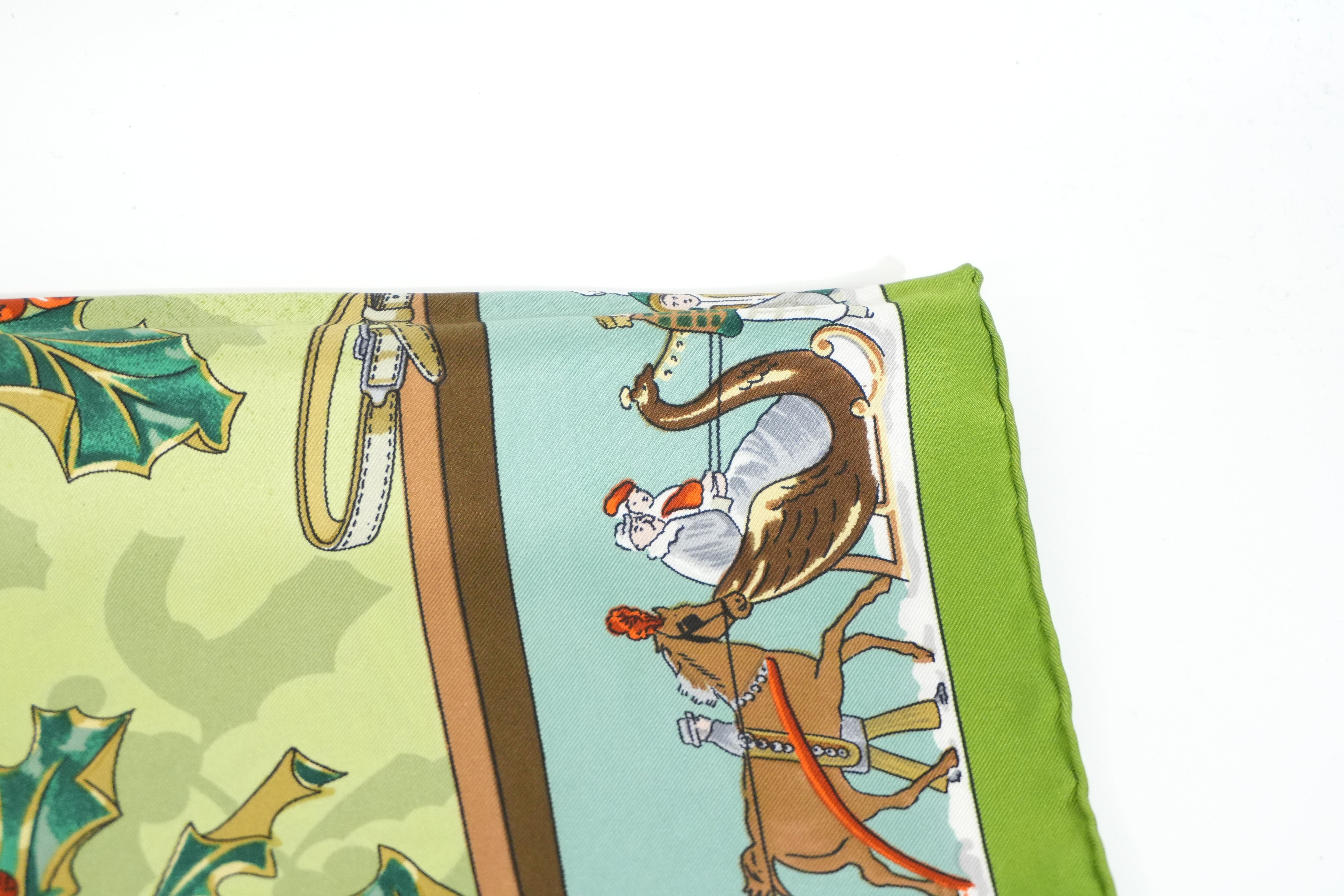 Pre-owned Hermes Silk Scarf Green Christmas