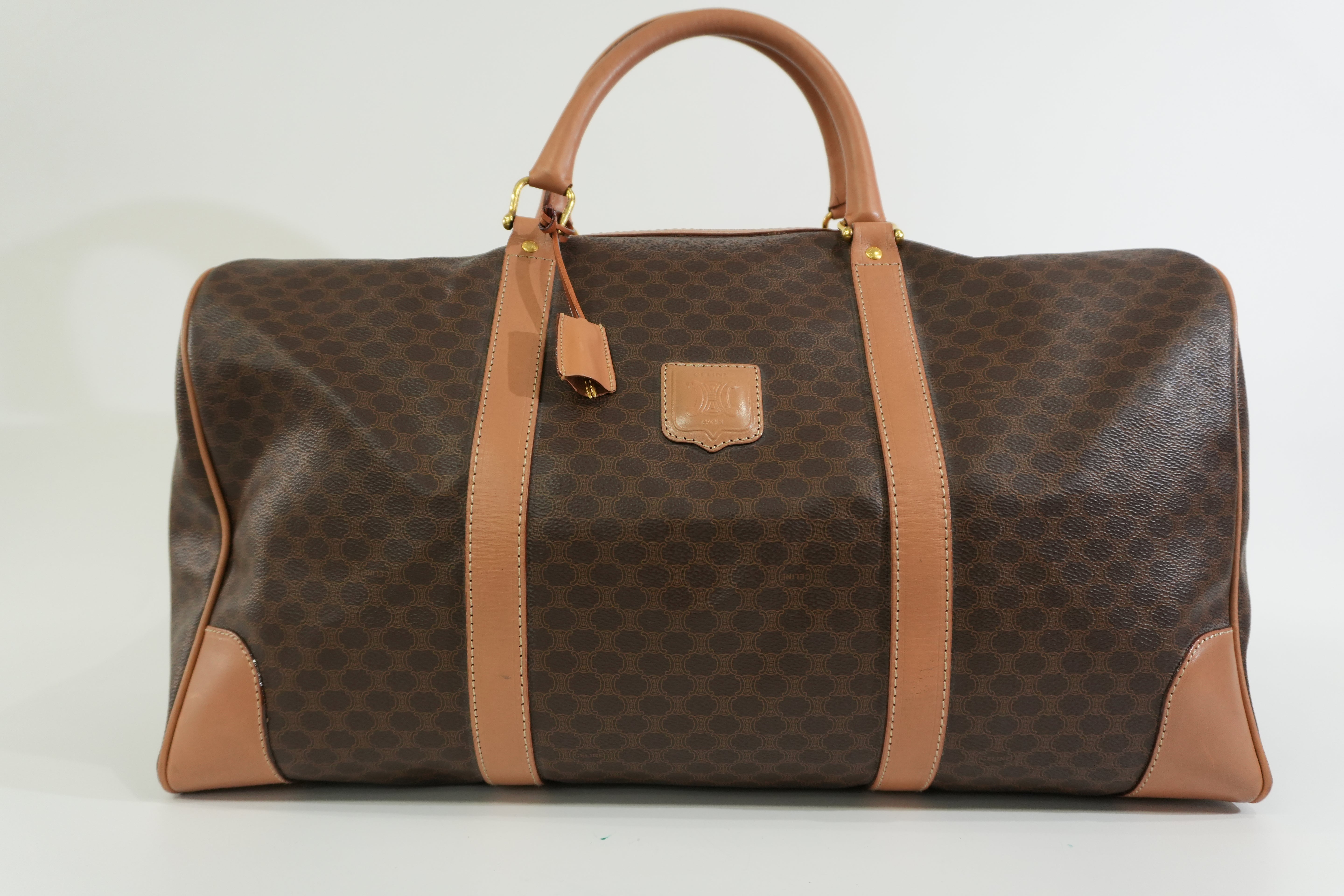 Pre-owned Celine Macadam Travel Duffle Bag Brown