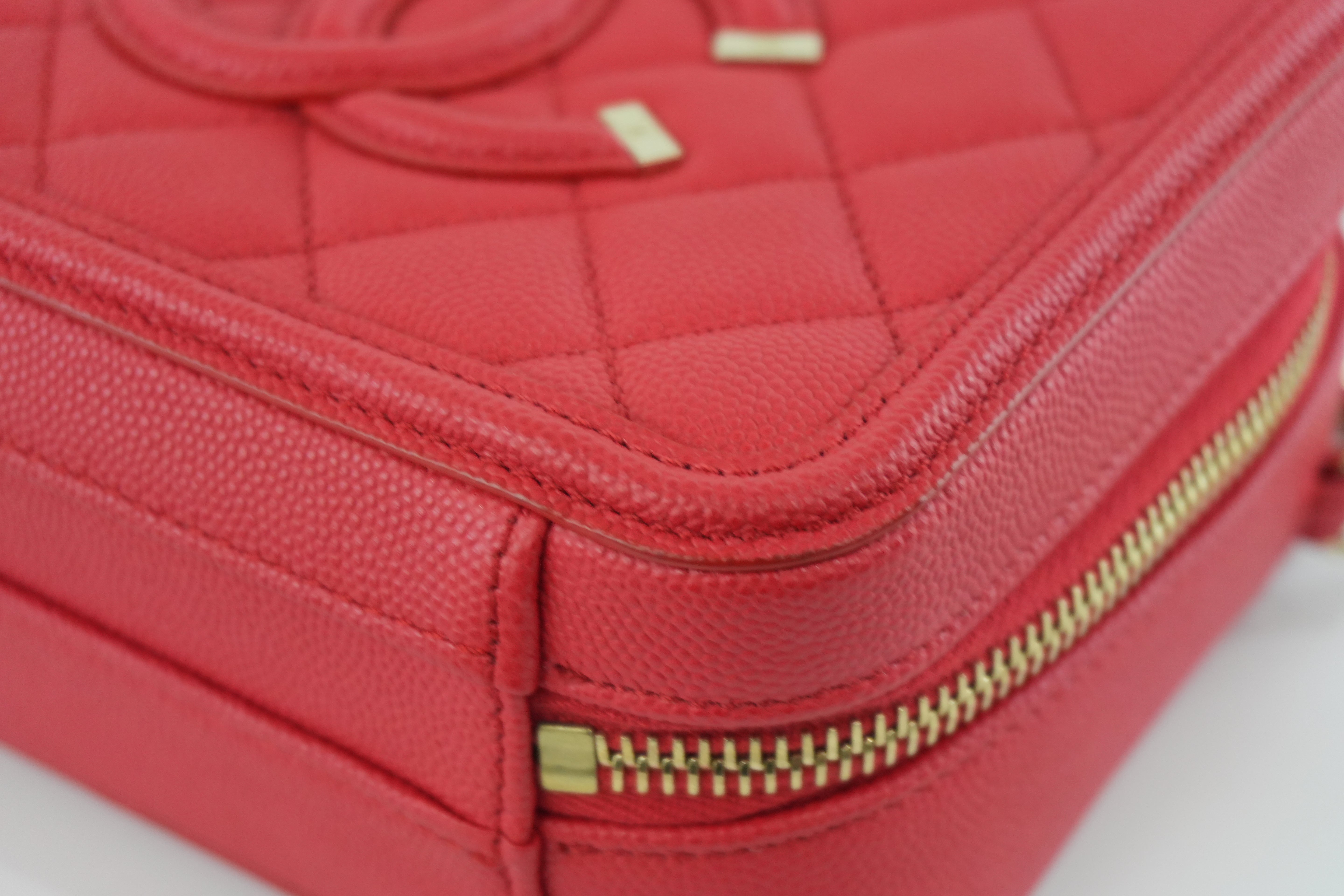 Chanel Filigree Cherry Red Vibrant Shoulder Bag Used