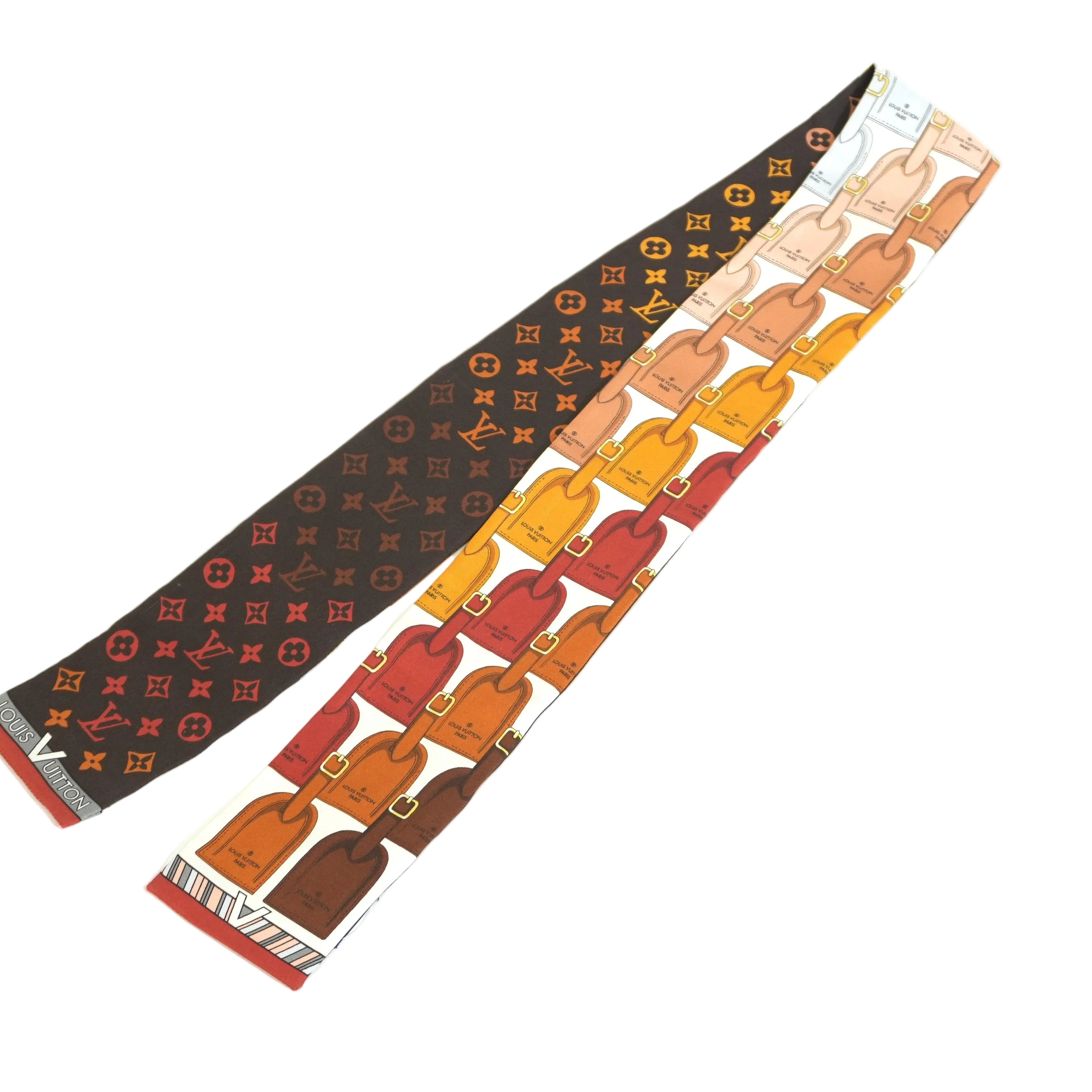 Pre-owned Louis Vuitton Silk Bandeau Tag Design Brown