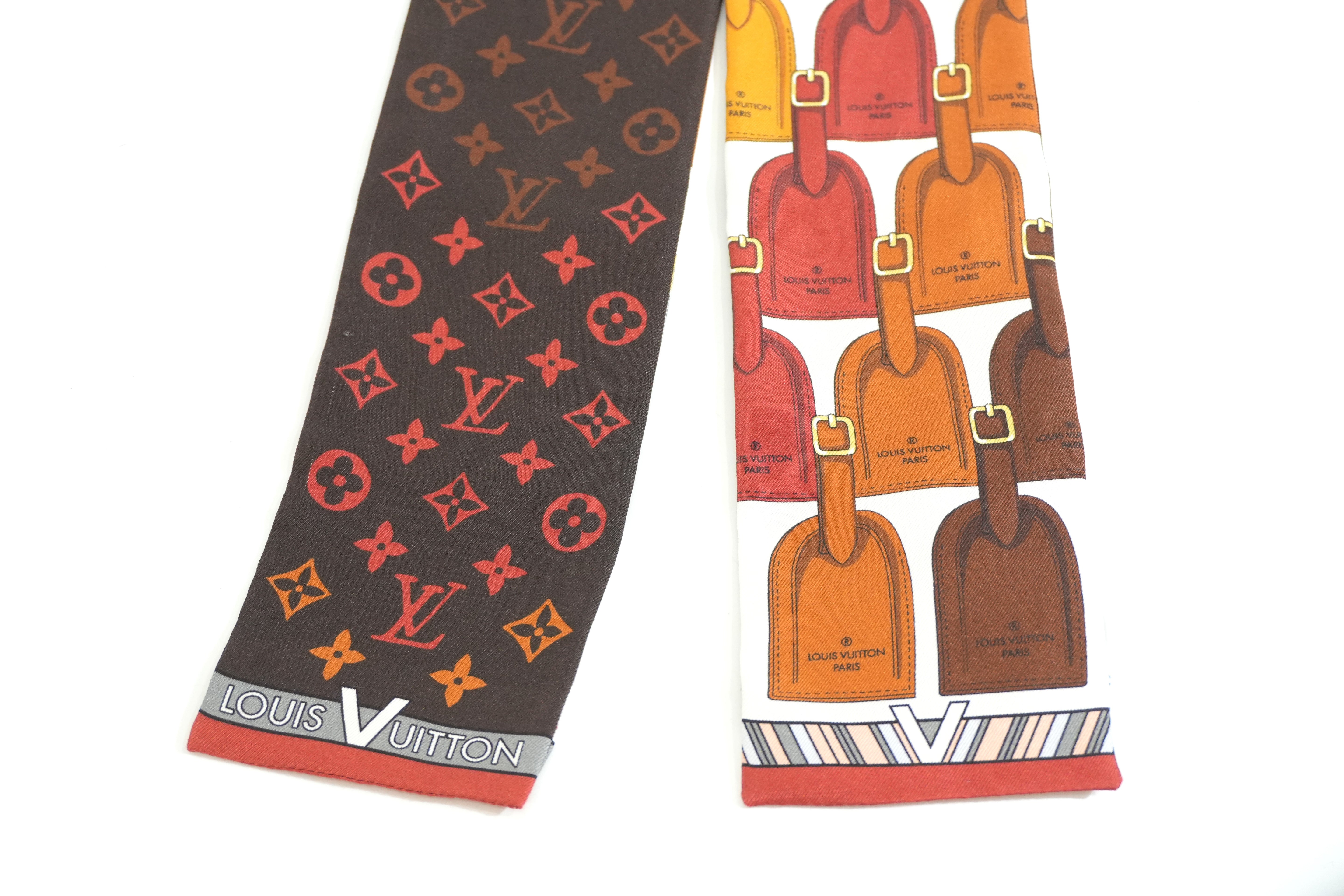 Pre-owned Louis Vuitton Silk Bandeau Tag Design Brown