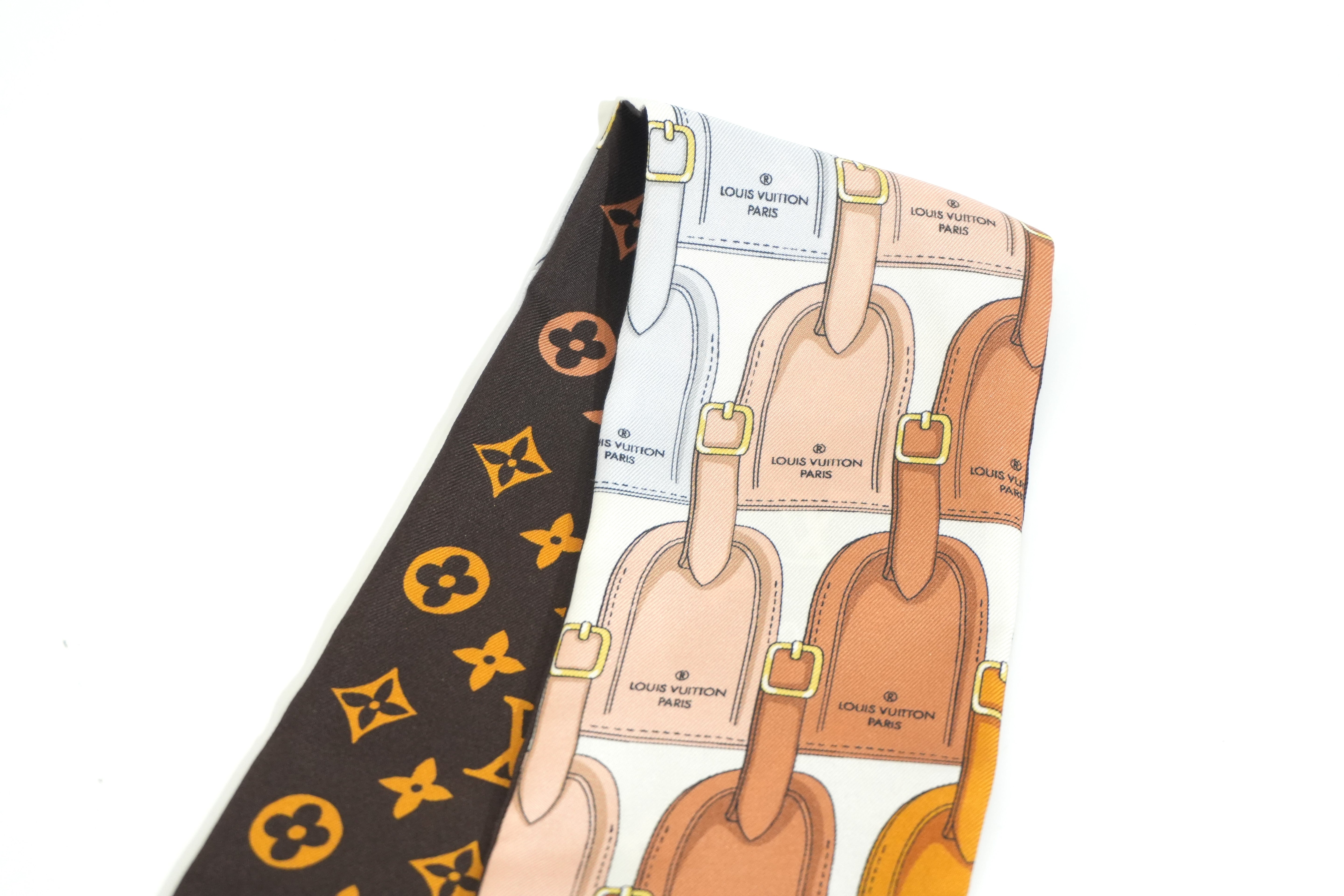 Pre-owned Louis Vuitton Silk Bandeau Tag Design Brown