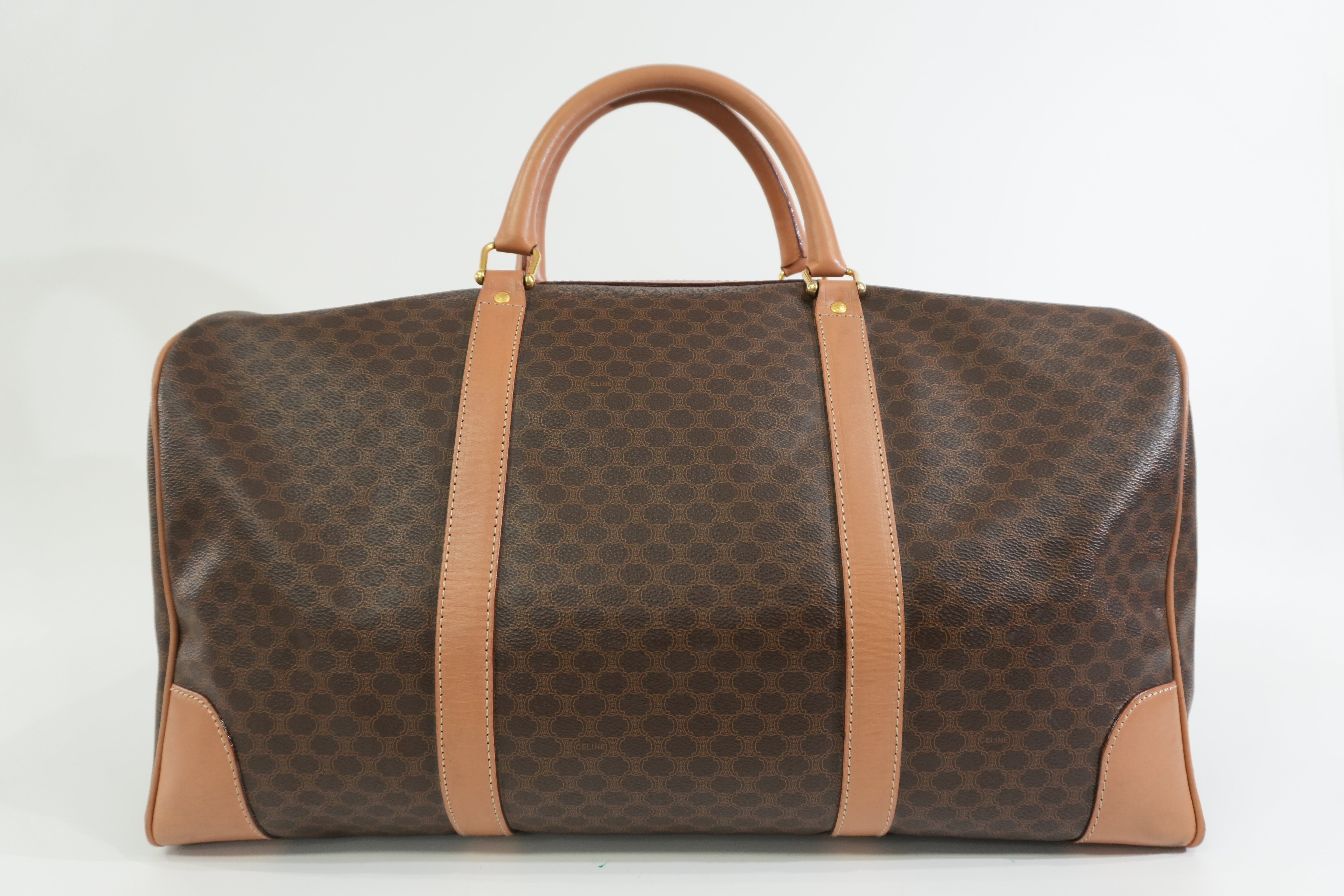 Pre-owned Celine Macadam Travel Duffle Bag Brown