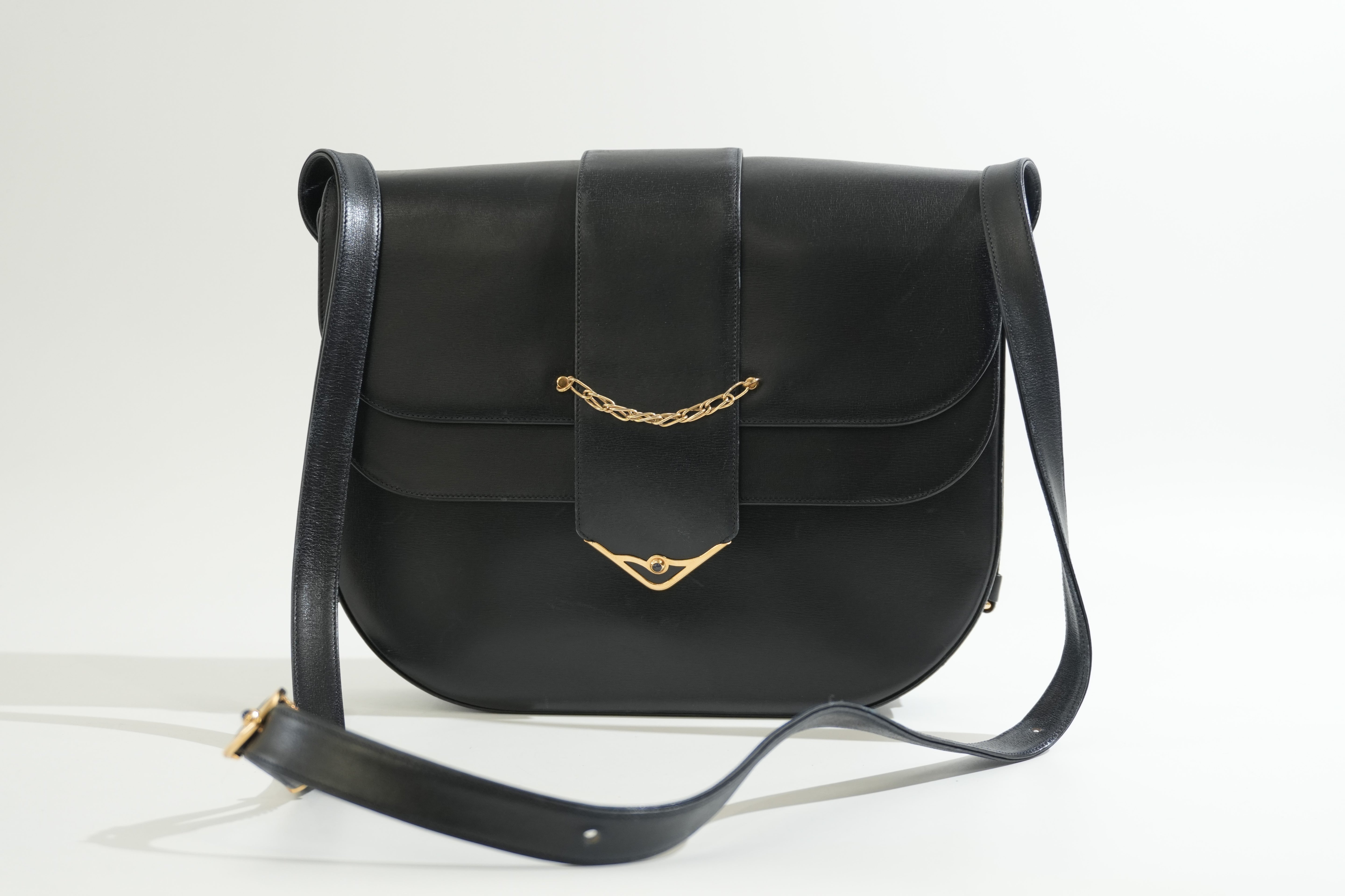 Pre-owned Cartier Sapphire Shoulder Bag Black