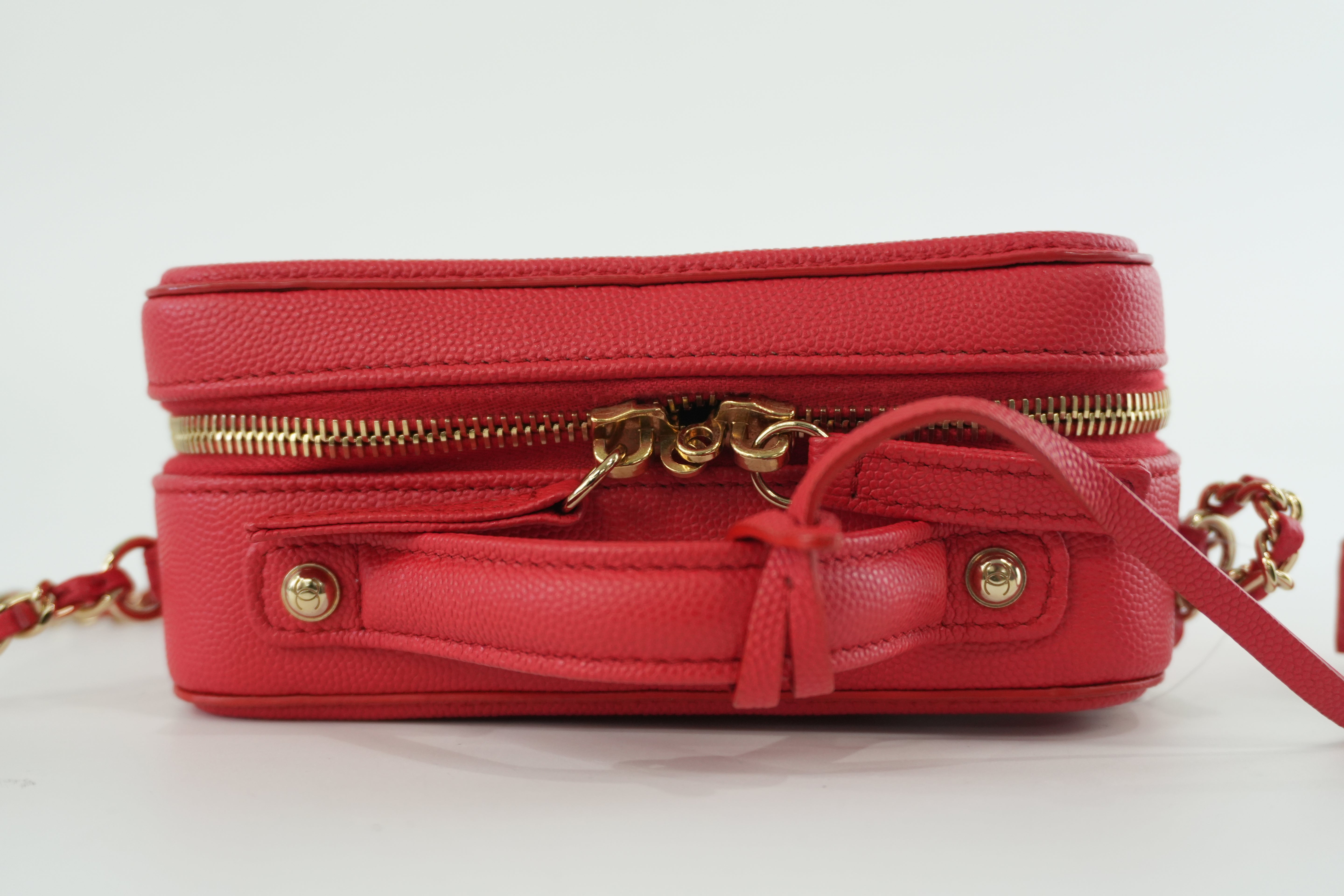 Chanel Filigree Cherry Red Vibrant Shoulder Bag Used