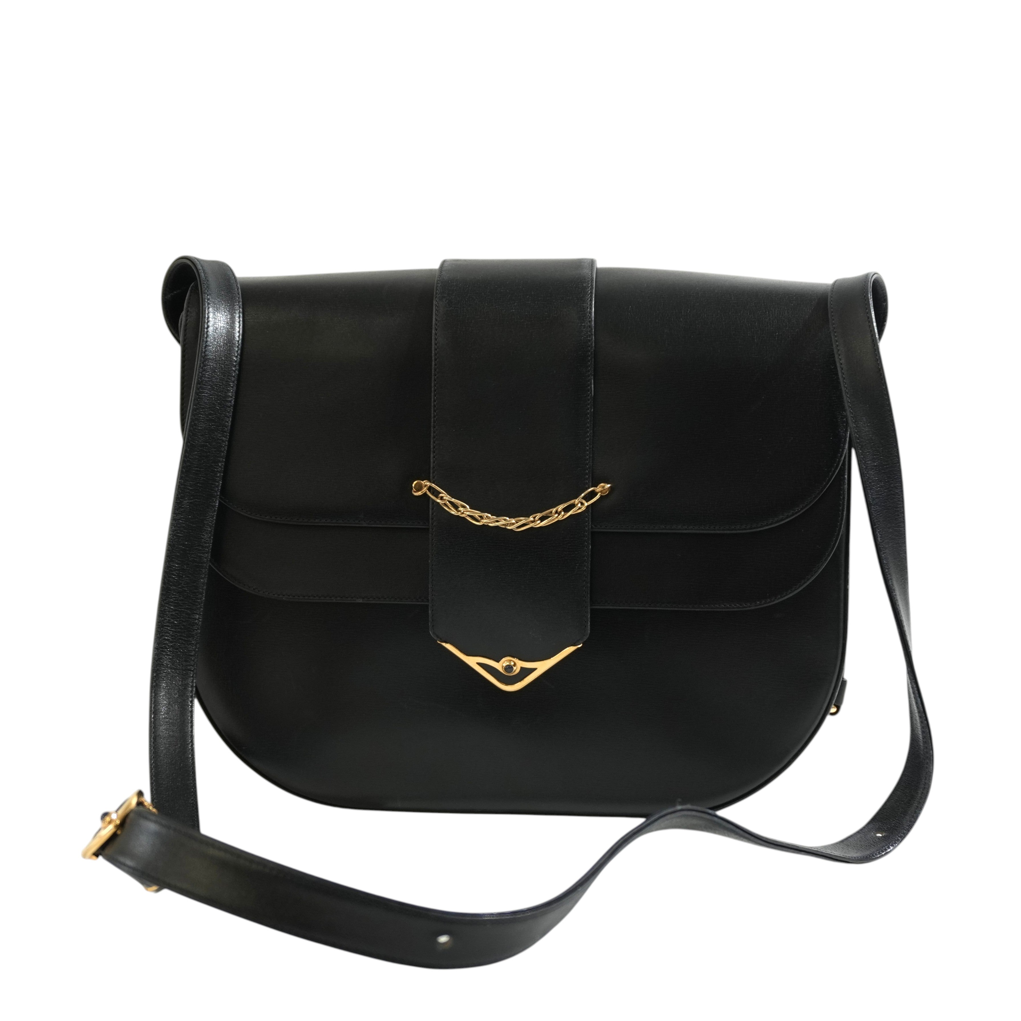 Pre-owned Cartier Sapphire Shoulder Bag Black
