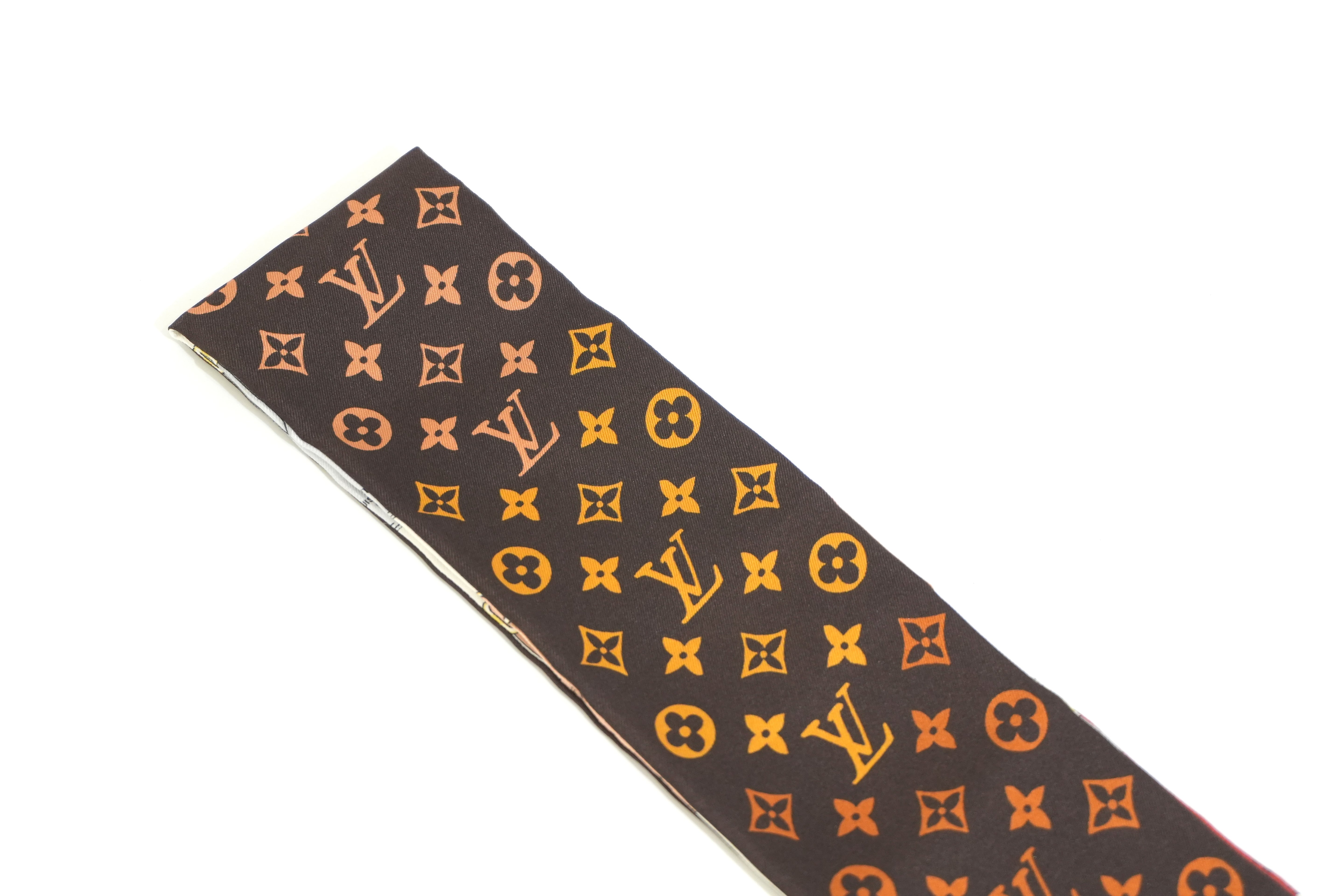 Pre-owned Louis Vuitton Silk Bandeau Tag Design Brown