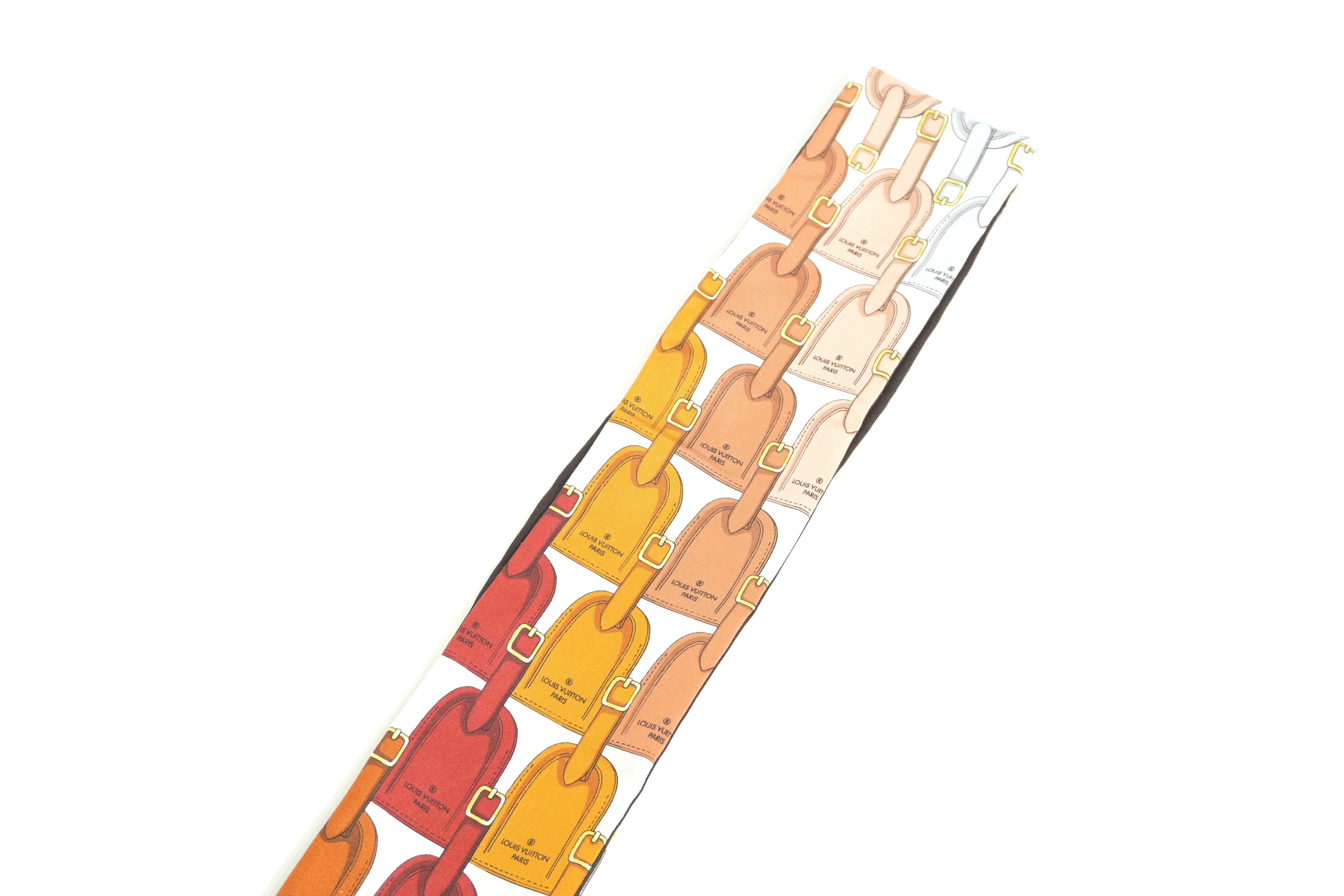 Pre-owned Louis Vuitton Silk Bandeau Tag Design Brown