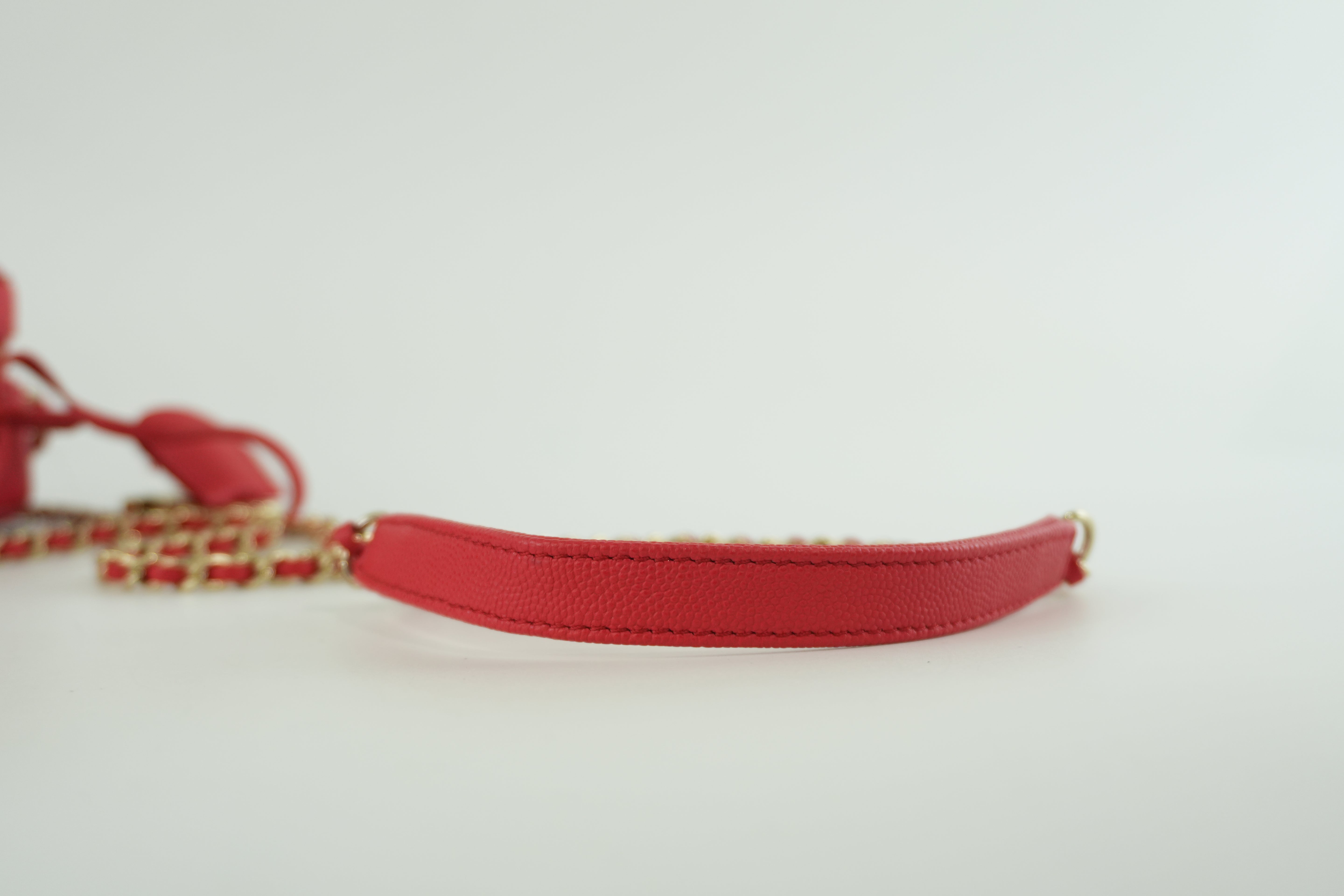 Chanel Filigree Cherry Red Vibrant Shoulder Bag Used