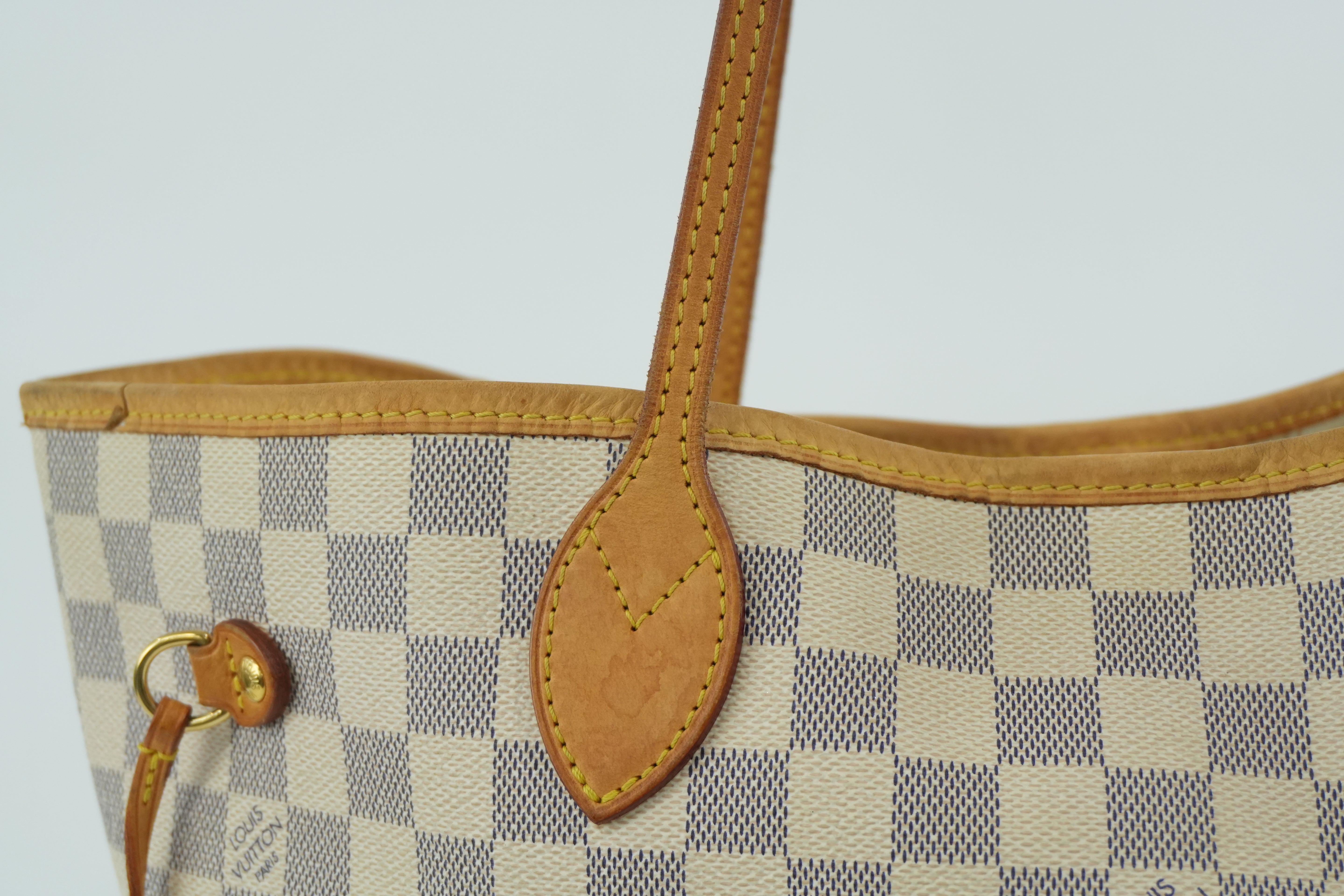 Louis Vuitton Damier Azur Neverfull MM Tote Bag Used