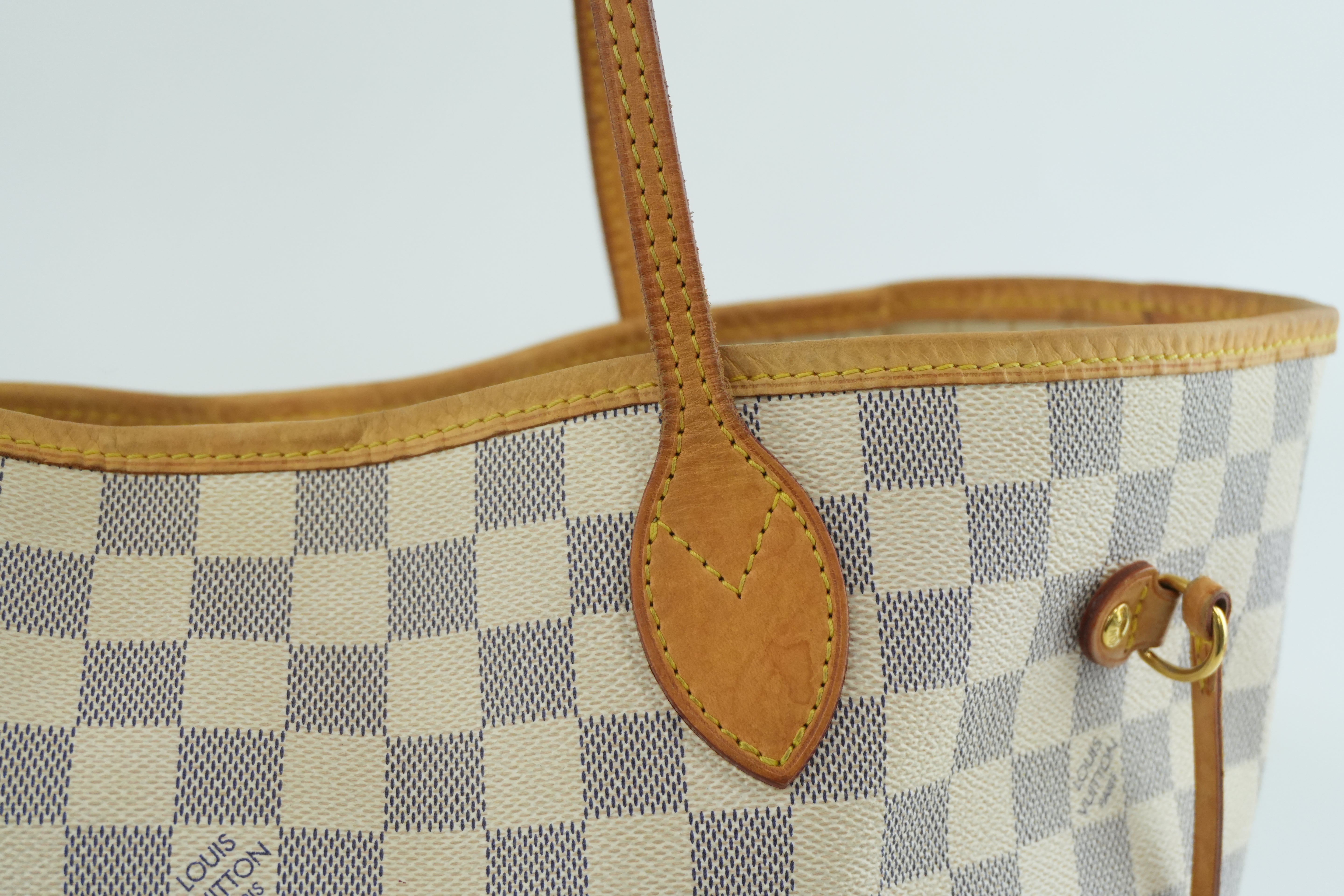 Louis Vuitton Damier Azur Neverfull MM Tote Bag Used