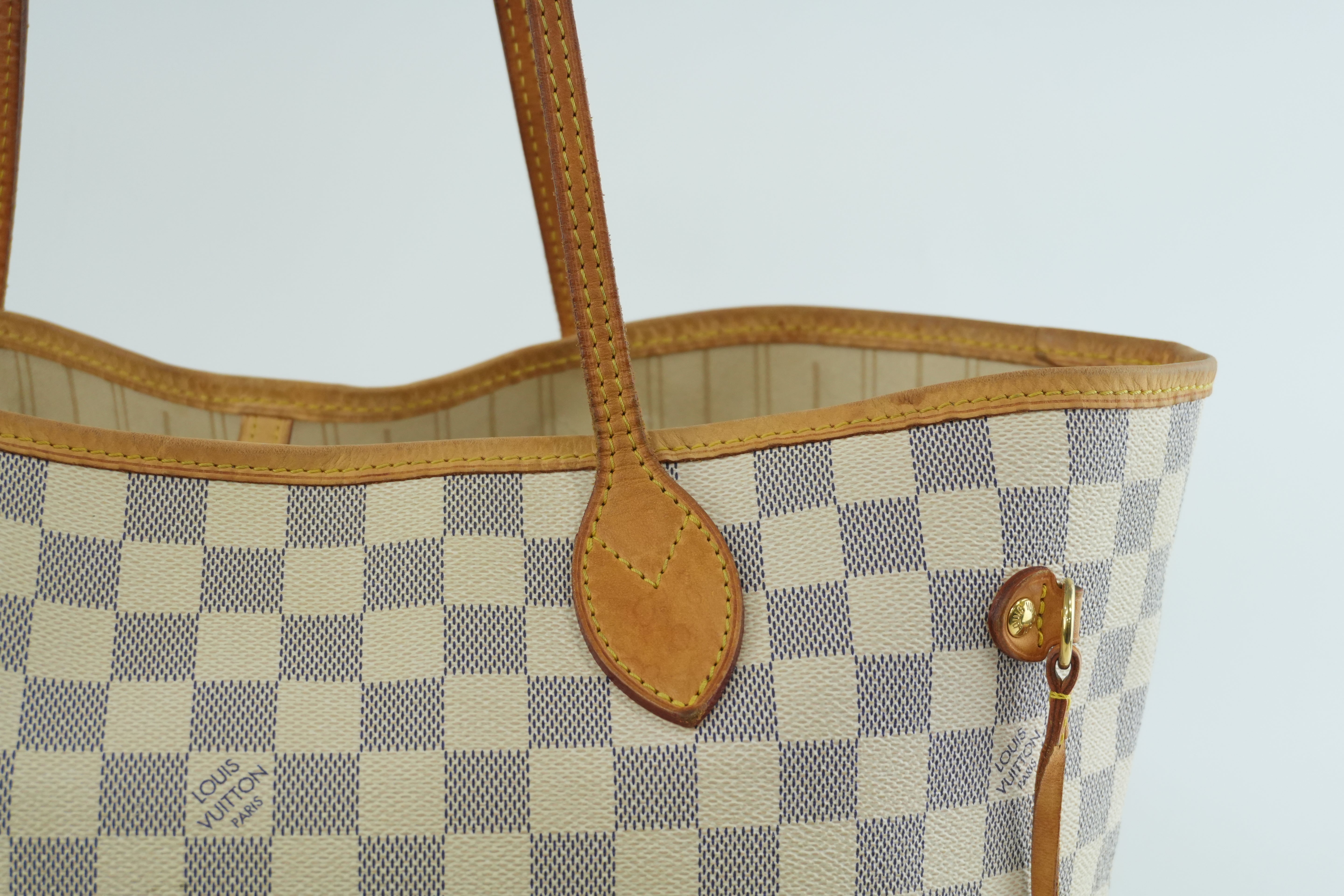 Louis Vuitton Damier Azur Neverfull MM Tote Bag Used