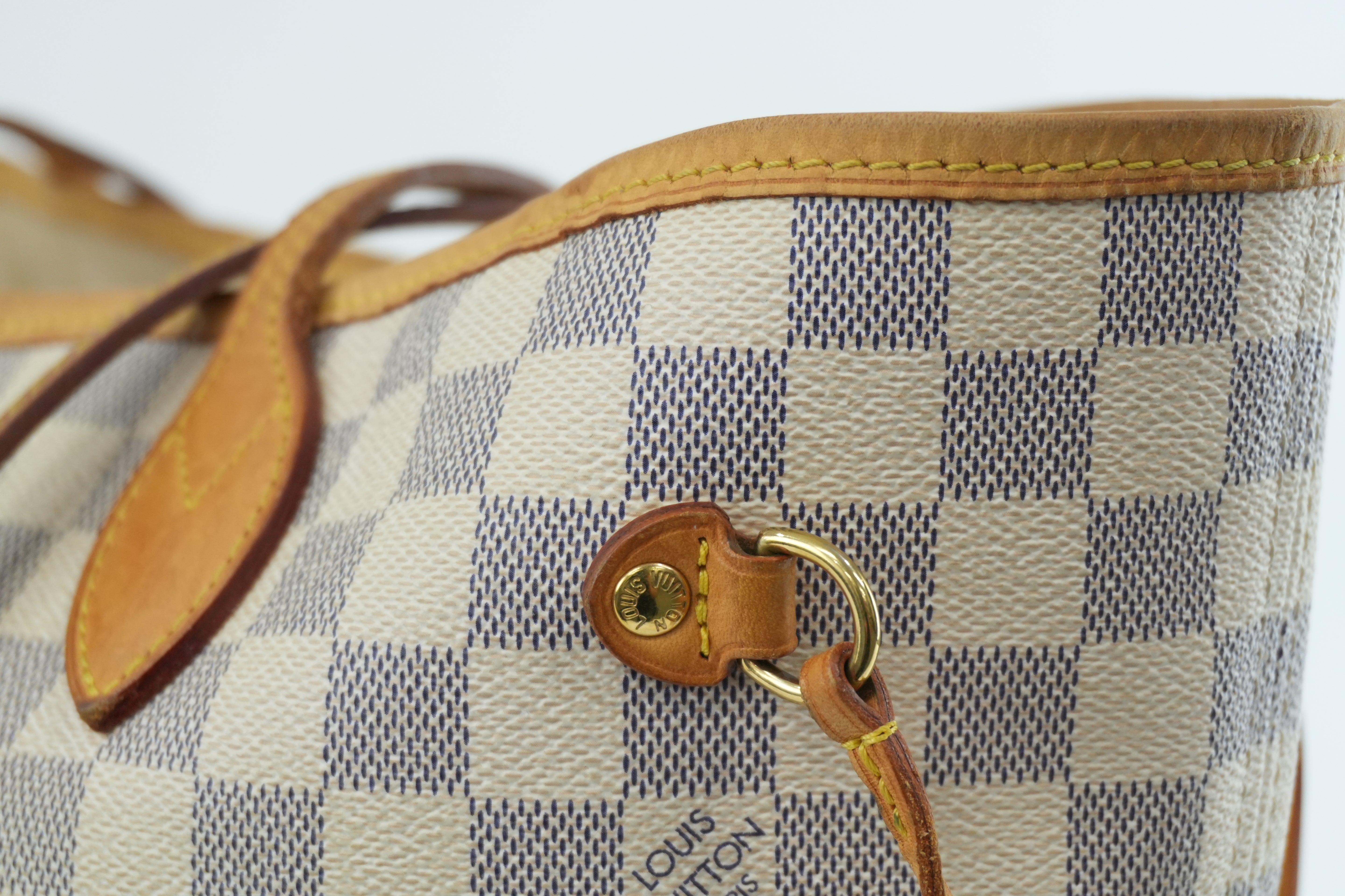 Louis Vuitton Damier Azur Neverfull MM Tote Bag Used