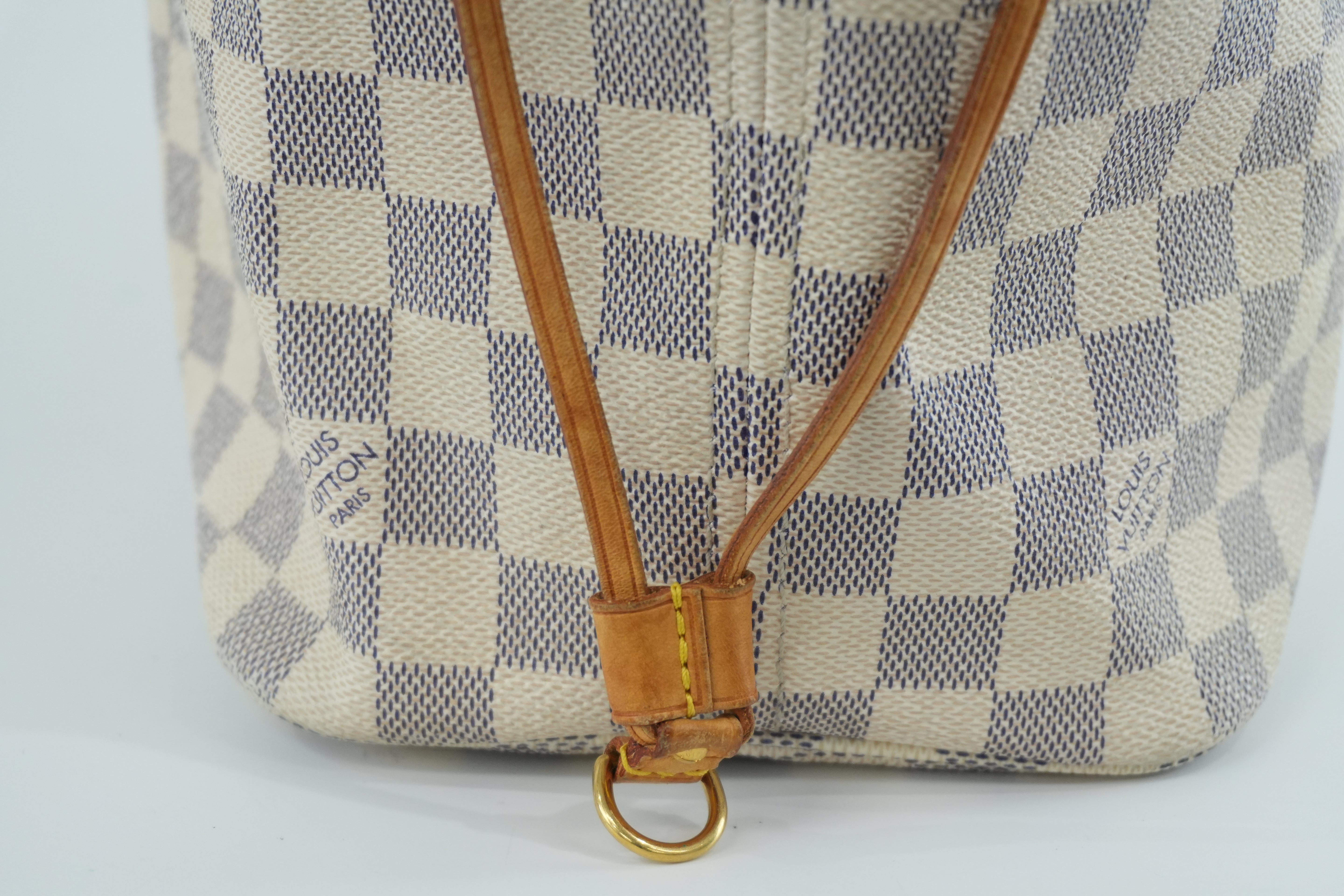 Louis Vuitton Damier Azur Neverfull MM Tote Bag Used