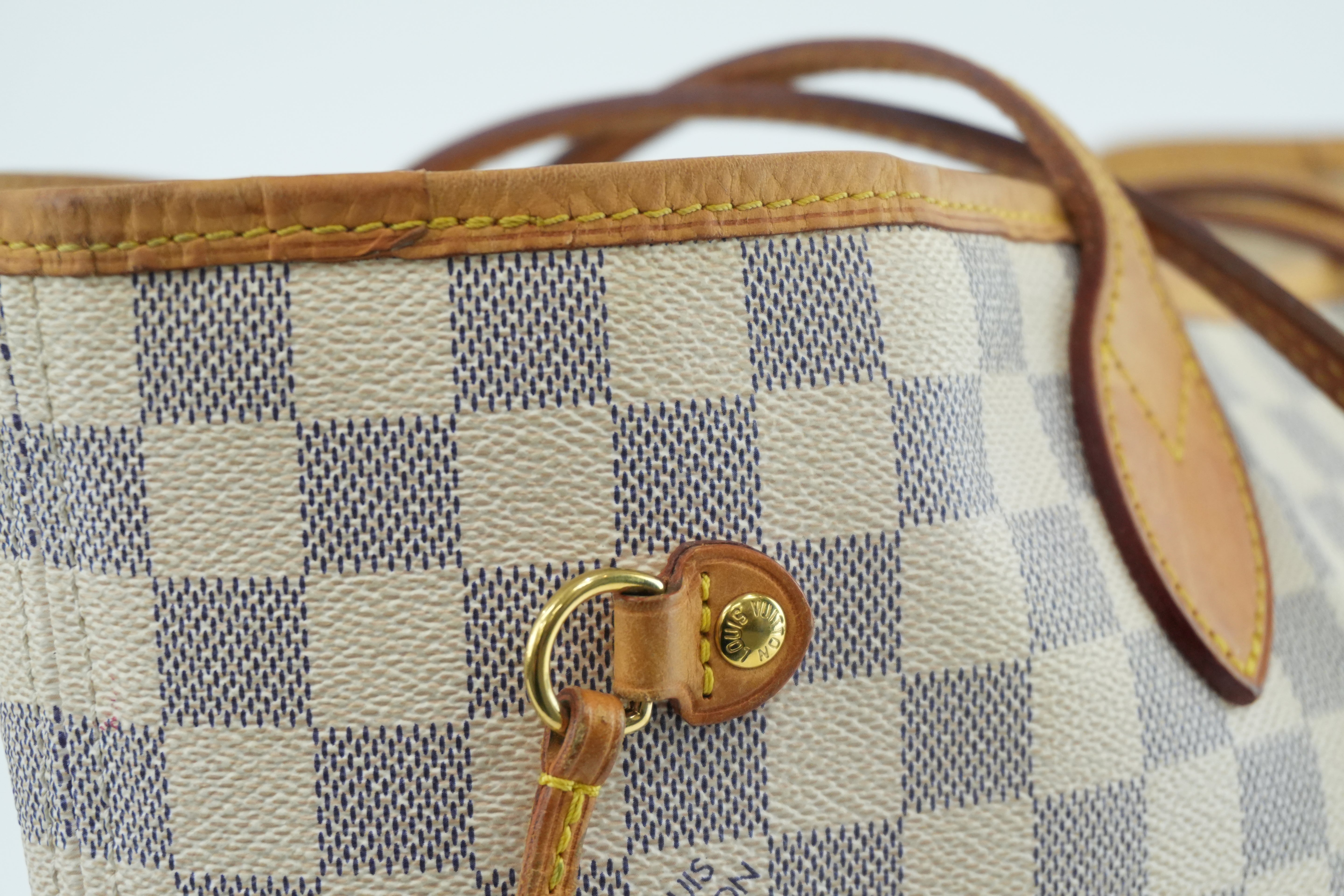Louis Vuitton Damier Azur Neverfull MM Tote Bag Used