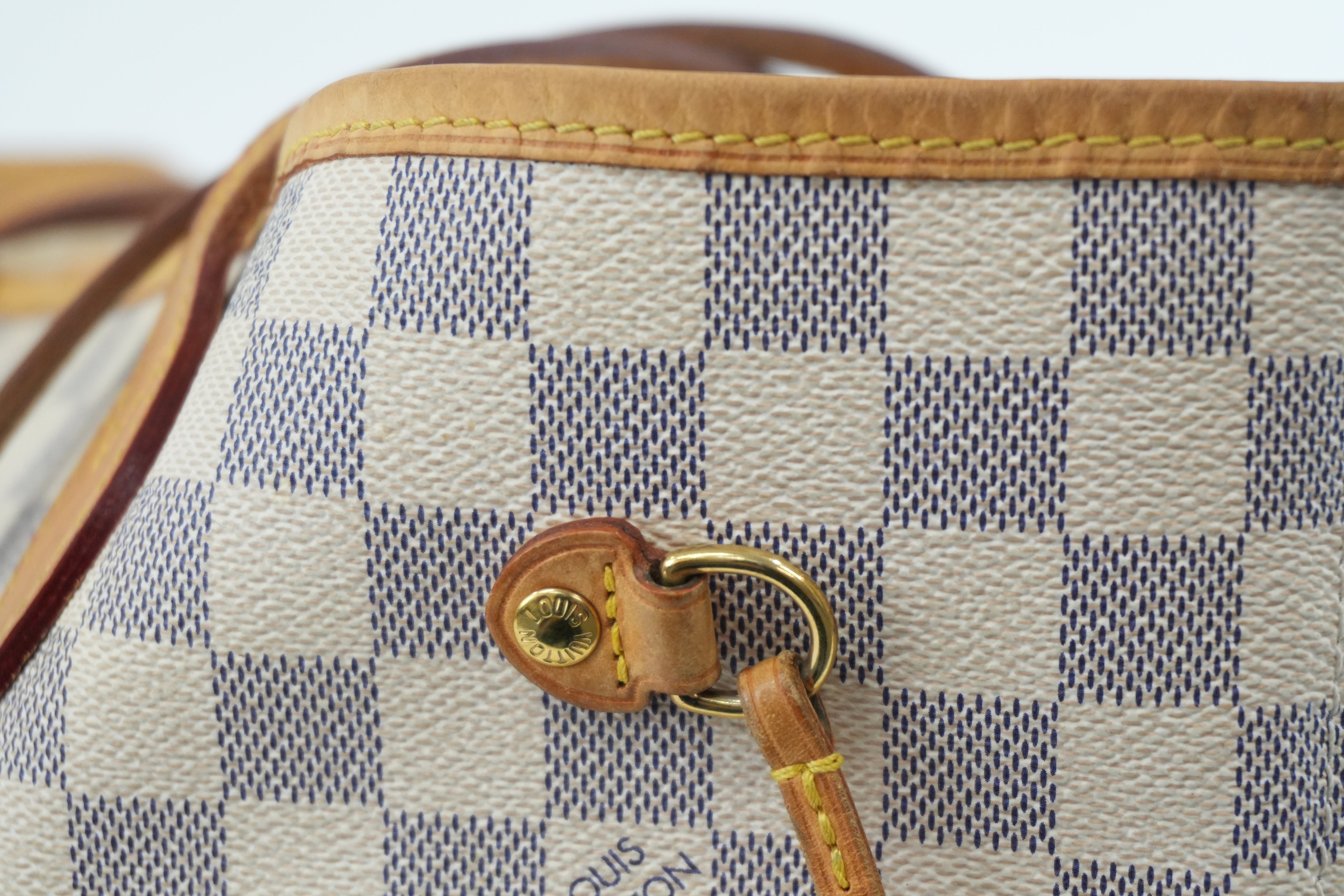 Louis Vuitton Damier Azur Neverfull MM Tote Bag Used