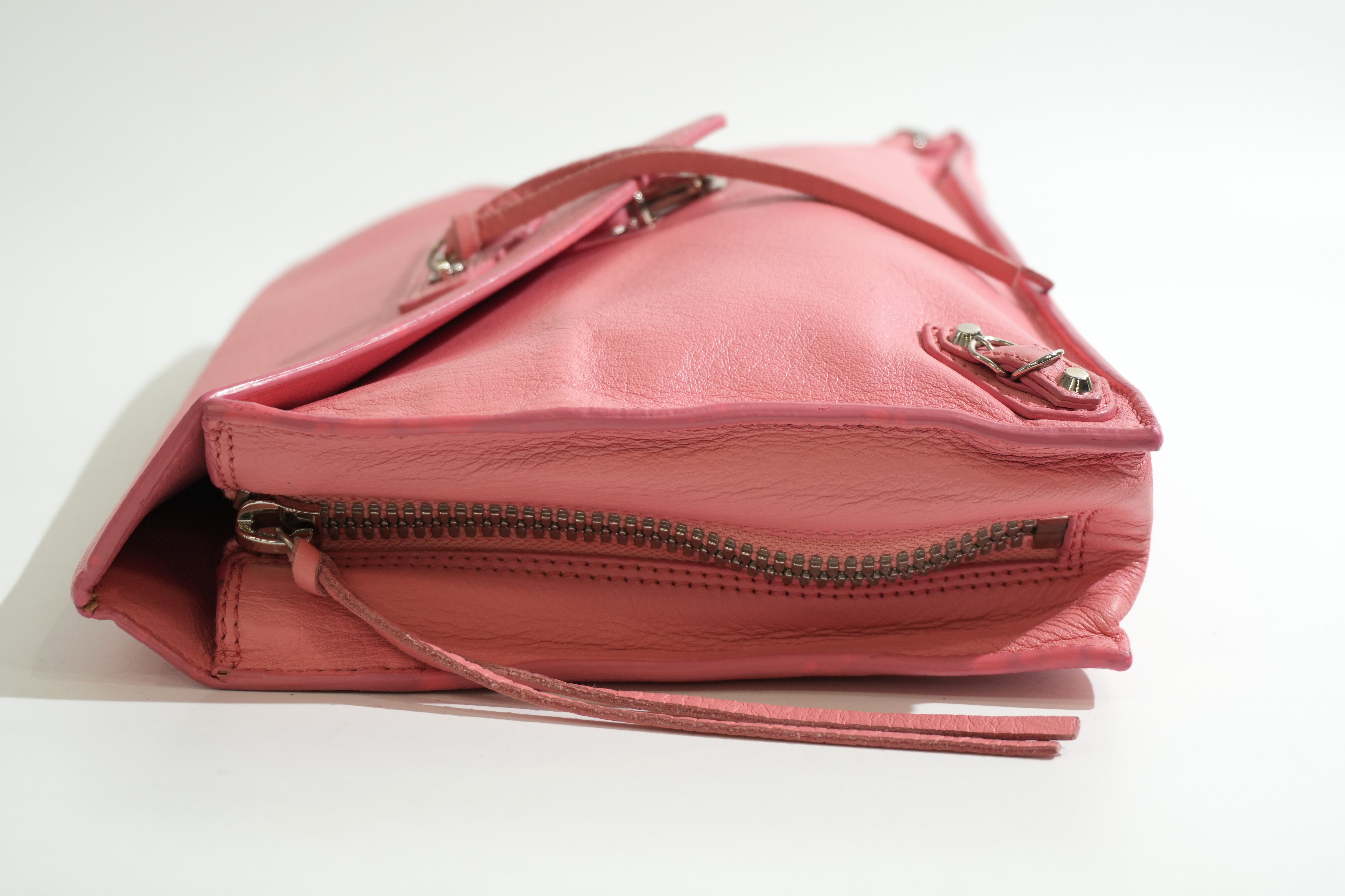 Pre-owned Balenciaga Envelope Style Flap Clutch Bag Pink