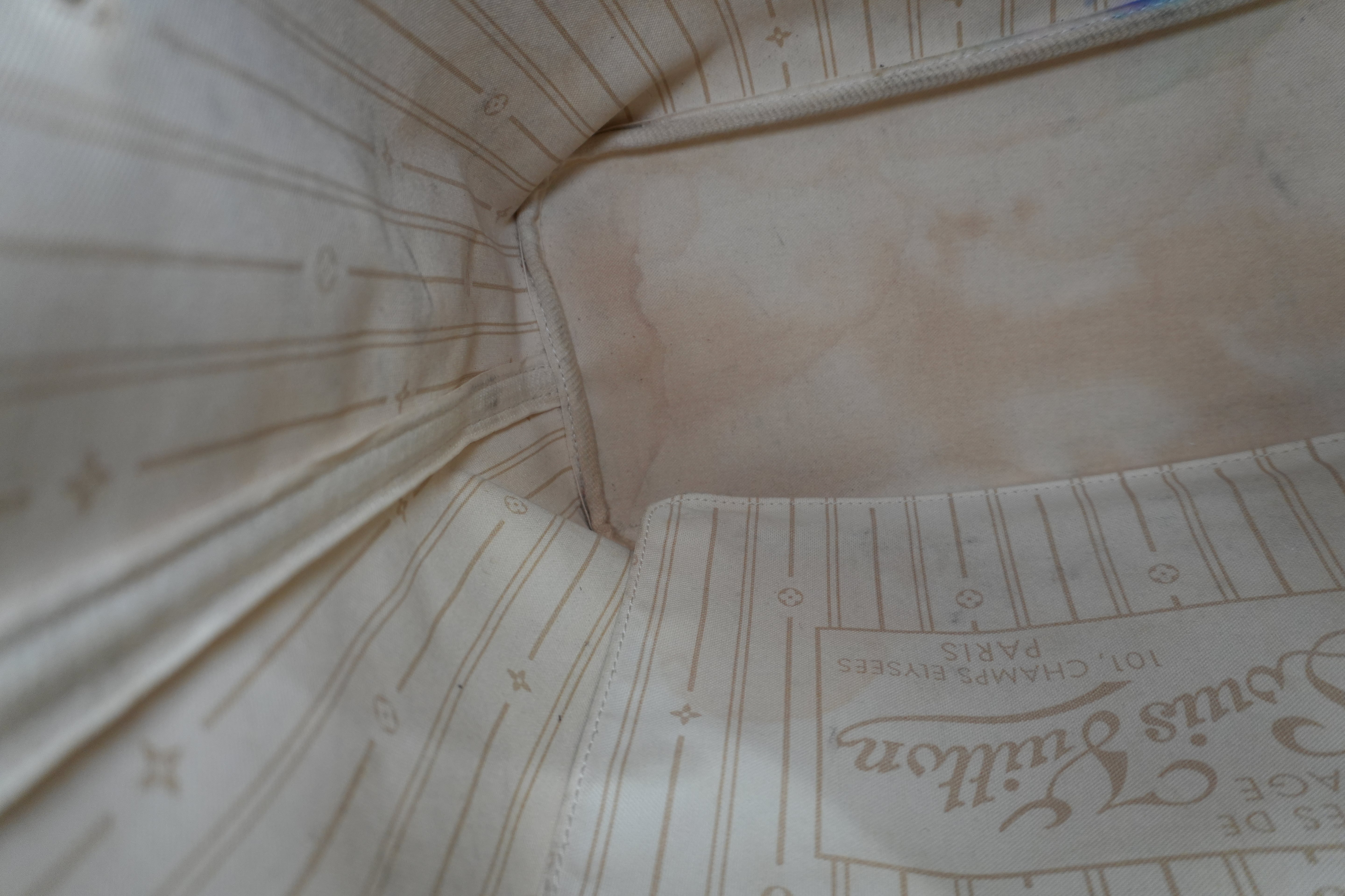 Louis Vuitton Damier Azur Neverfull MM Tote Bag Used