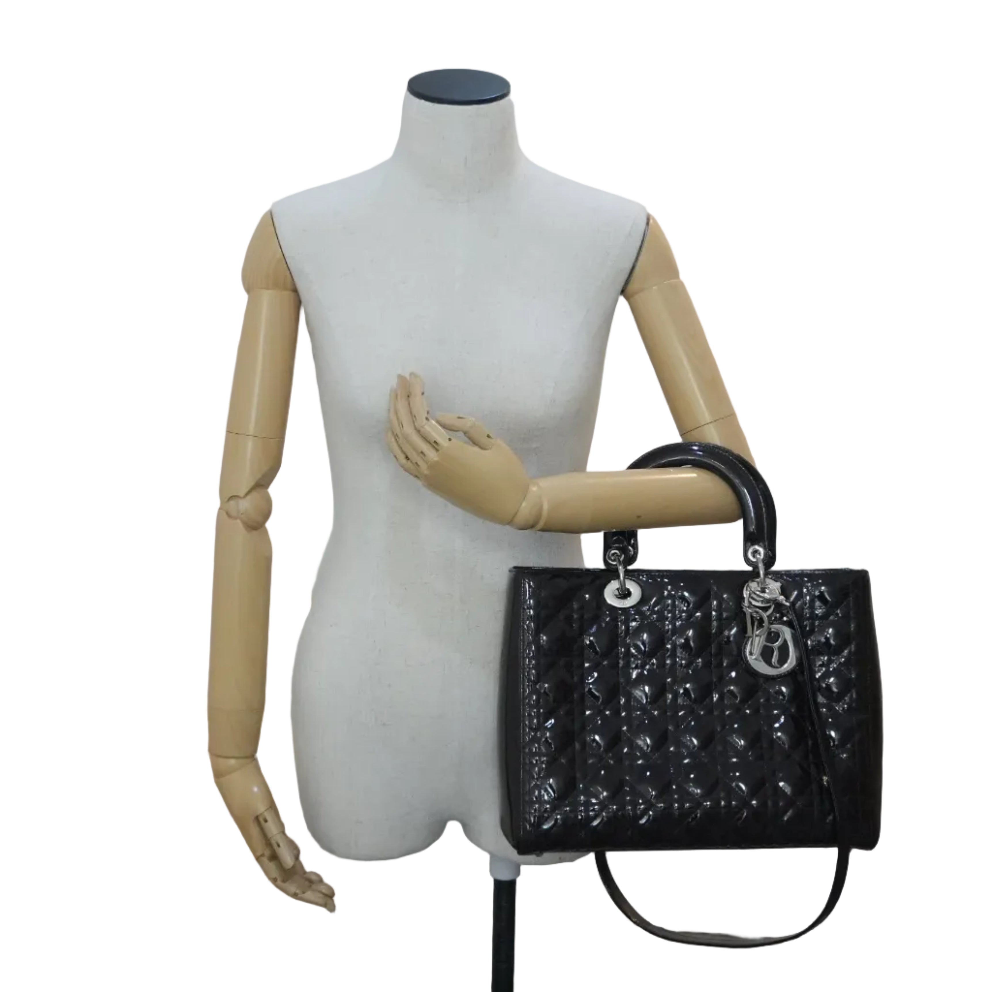 Pre-owned Lady Dior Cannage Quilted Patent Two Way Shoulder Bag Purple
