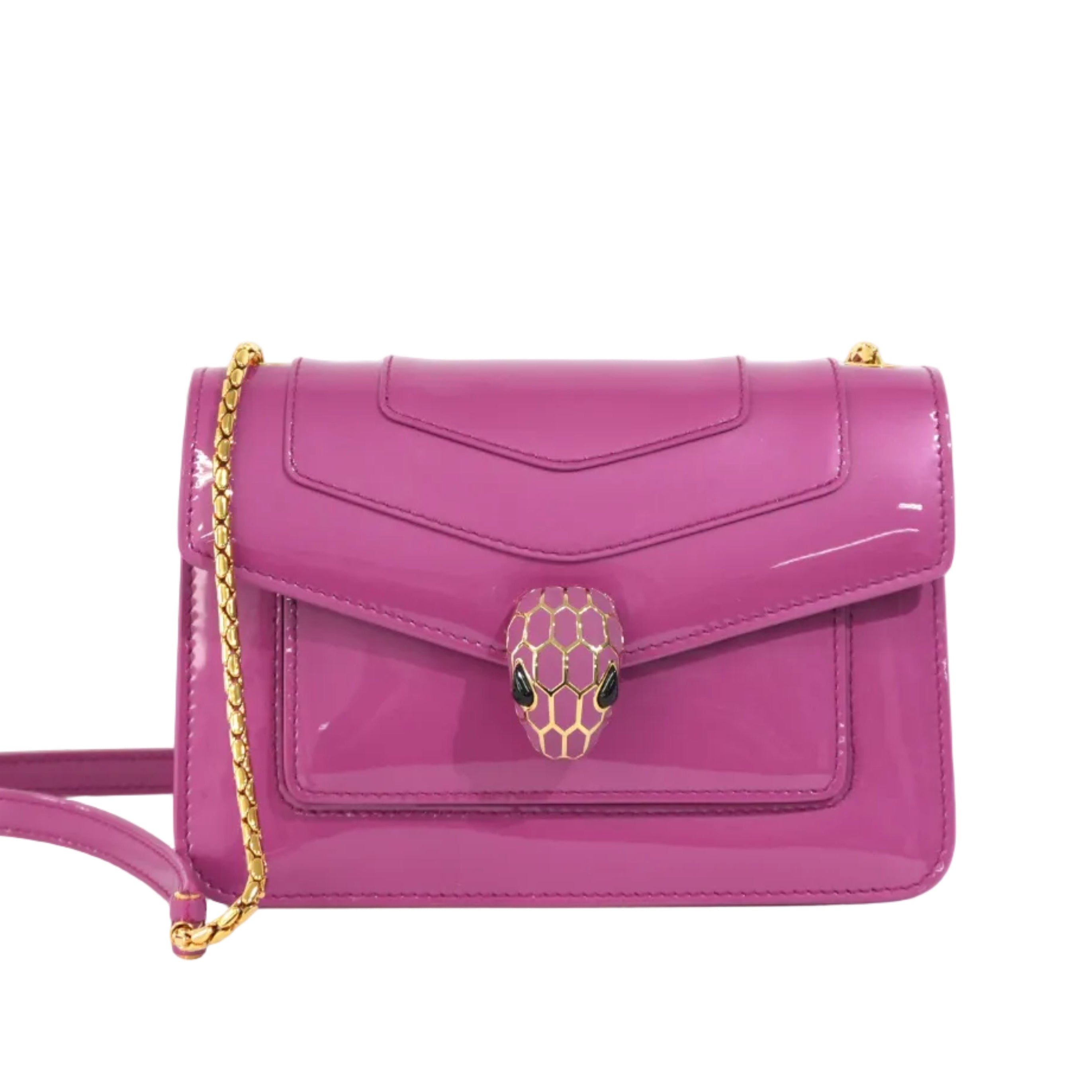 Pre-owned Bulgari Patent Serpenti Two Way Shoulder Bag Pink