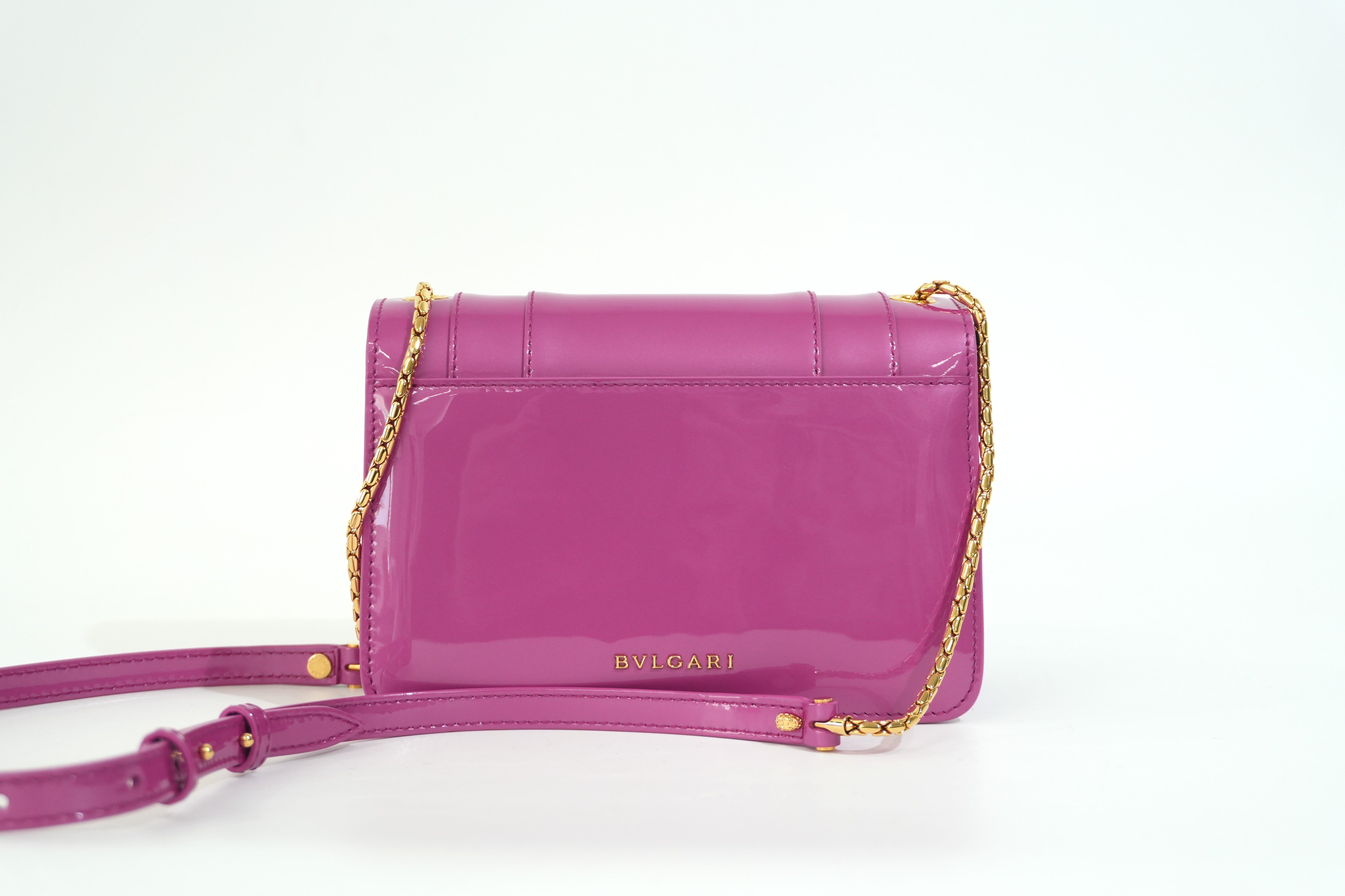 Pre-owned Bulgari Patent Serpenti Two Way Shoulder Bag Pink