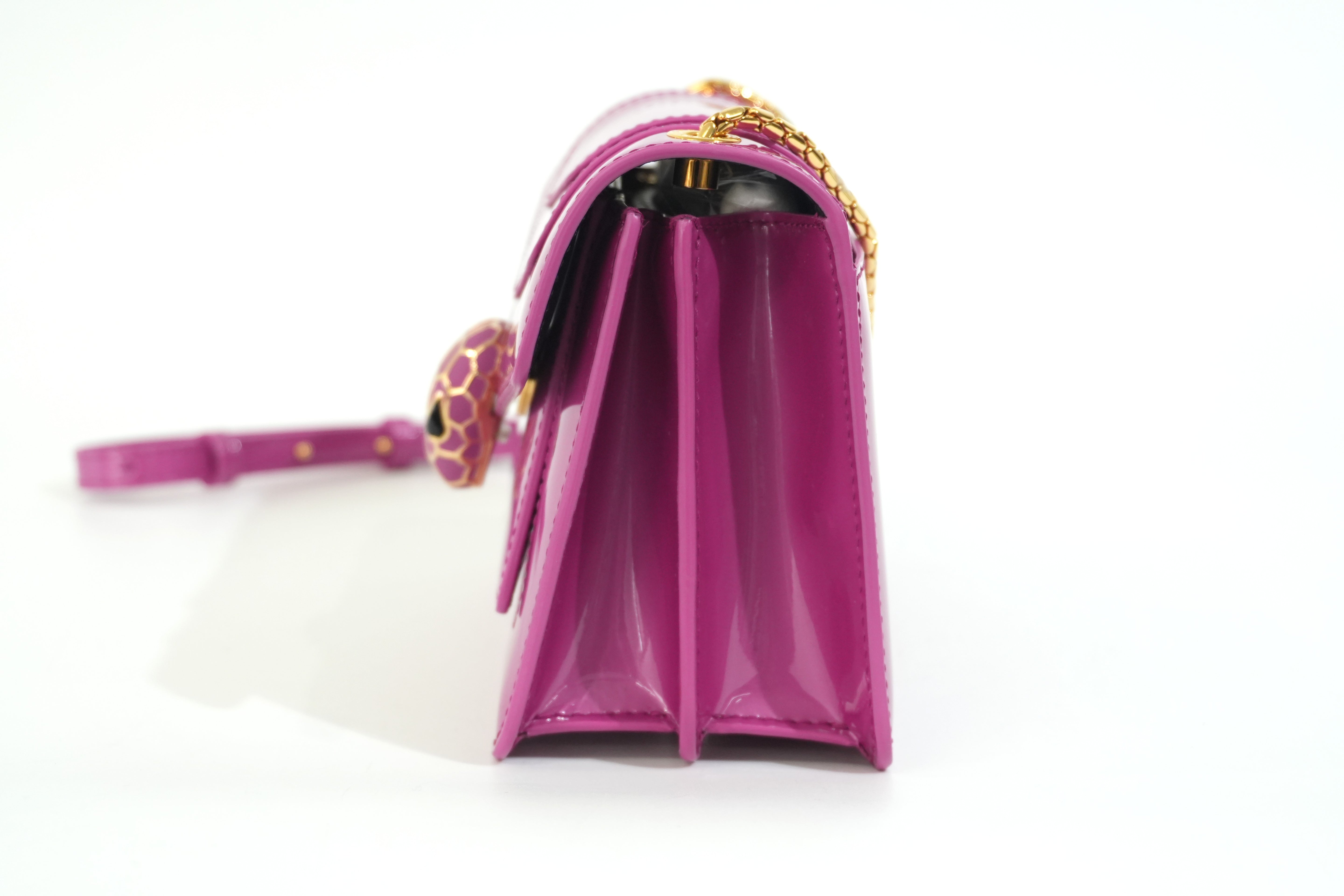 Pre-owned Bulgari Patent Serpenti Two Way Shoulder Bag Pink