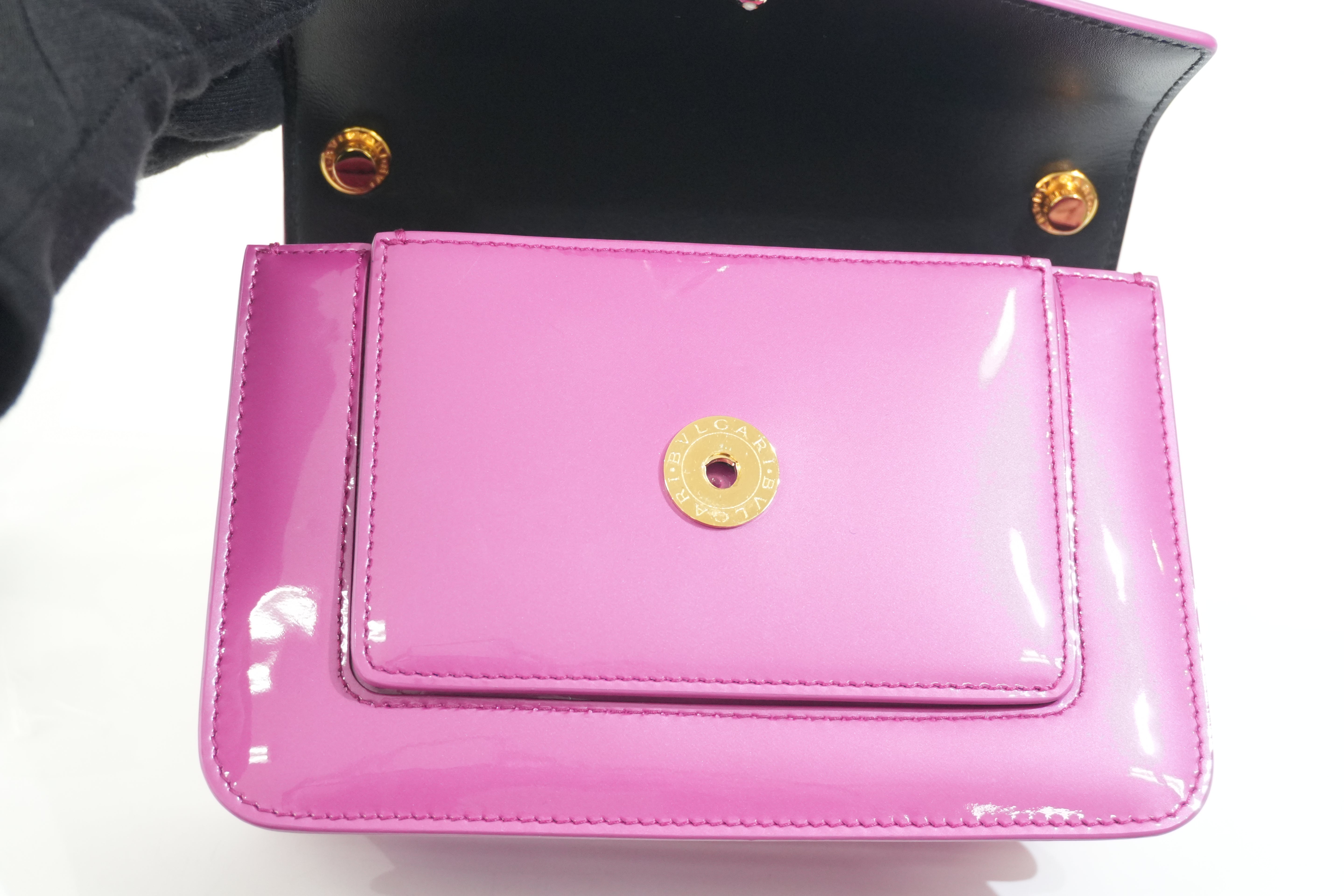 Pre-owned Bulgari Patent Serpenti Two Way Shoulder Bag Pink