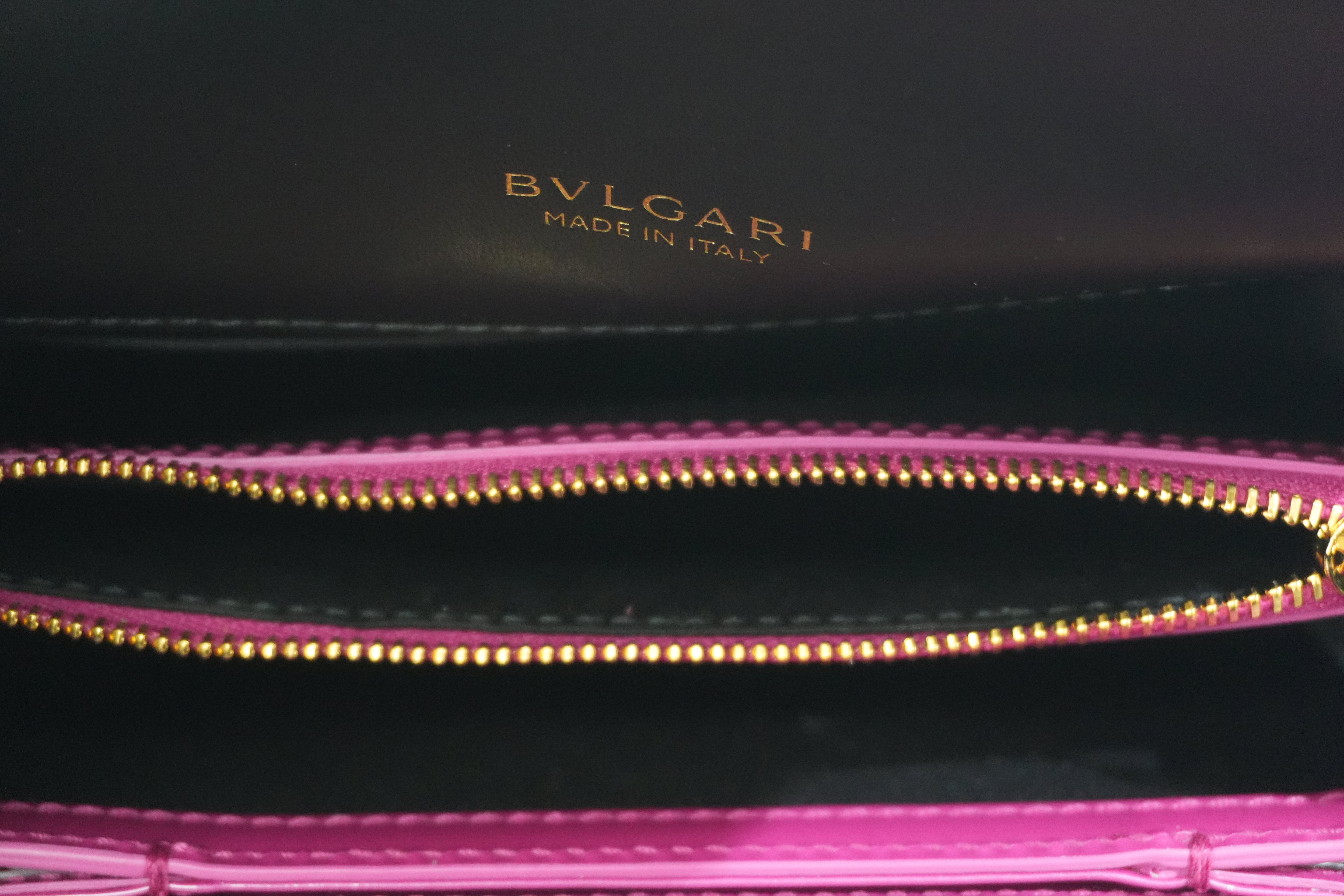 Pre-owned Bulgari Patent Serpenti Two Way Shoulder Bag Pink