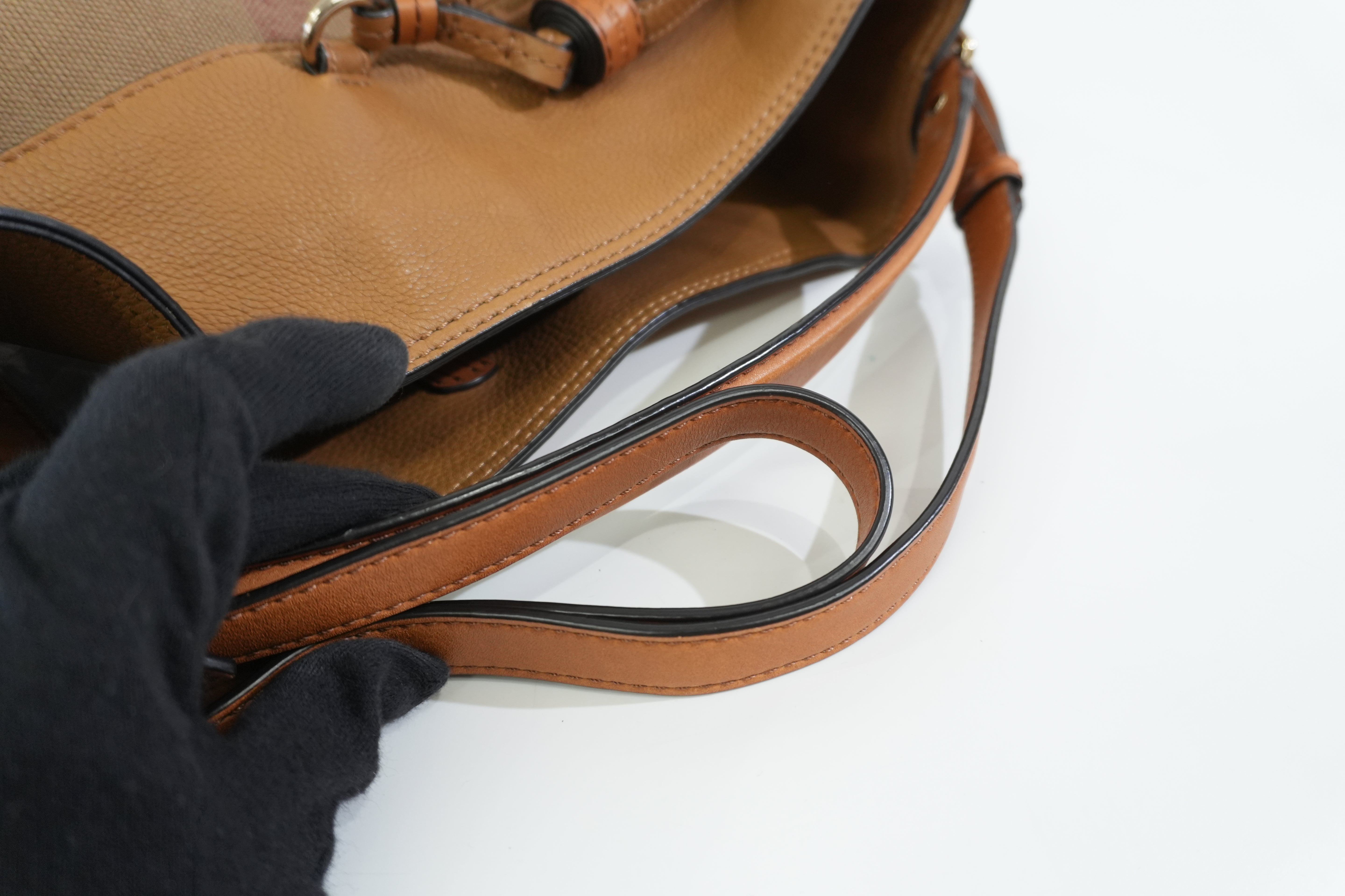 Pre-owned Burberry Two Way Ashby Bucket Shoulder Bag Brown