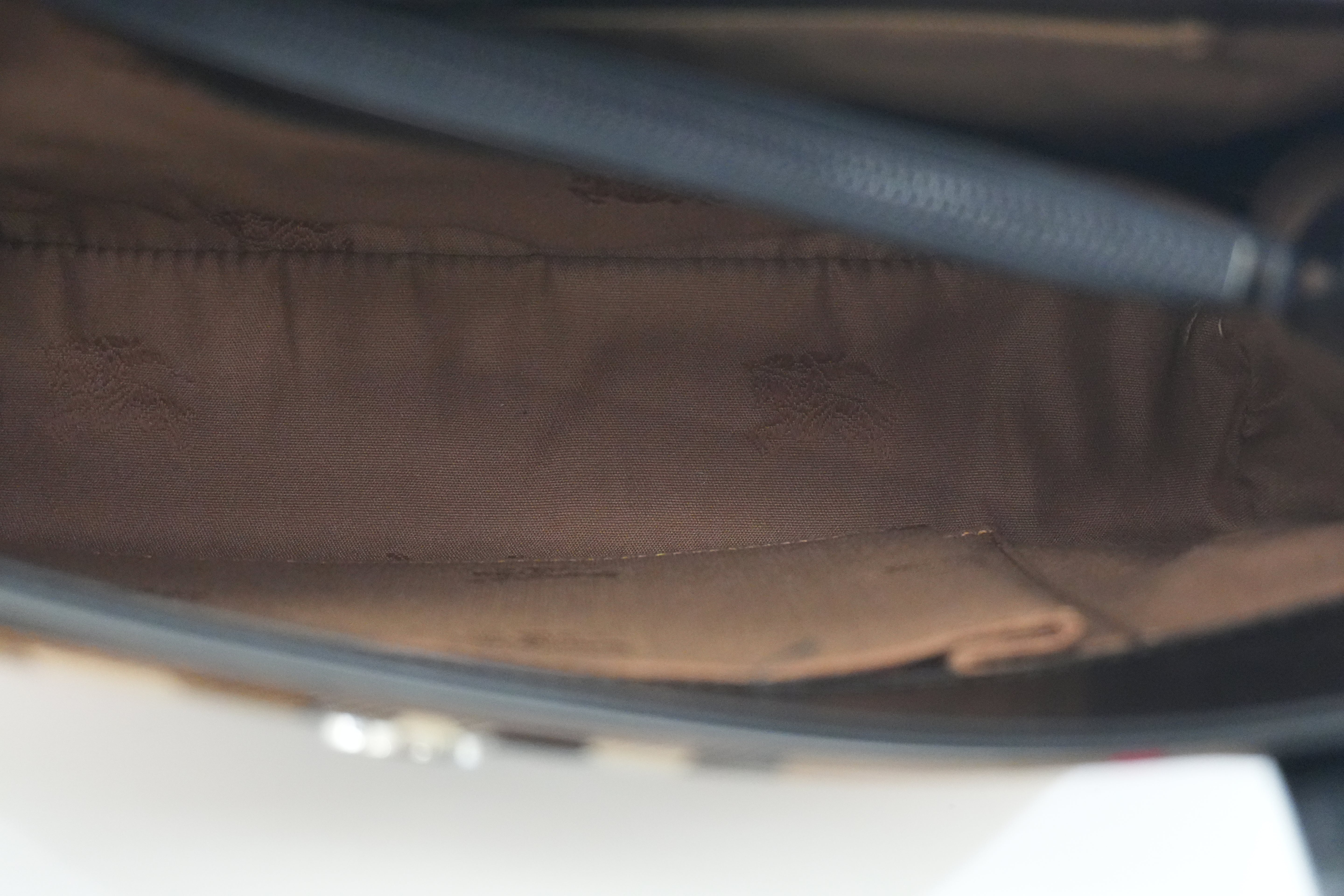 Pre-owned Burberry Leather Haymarket Tote Bag Beige and Black