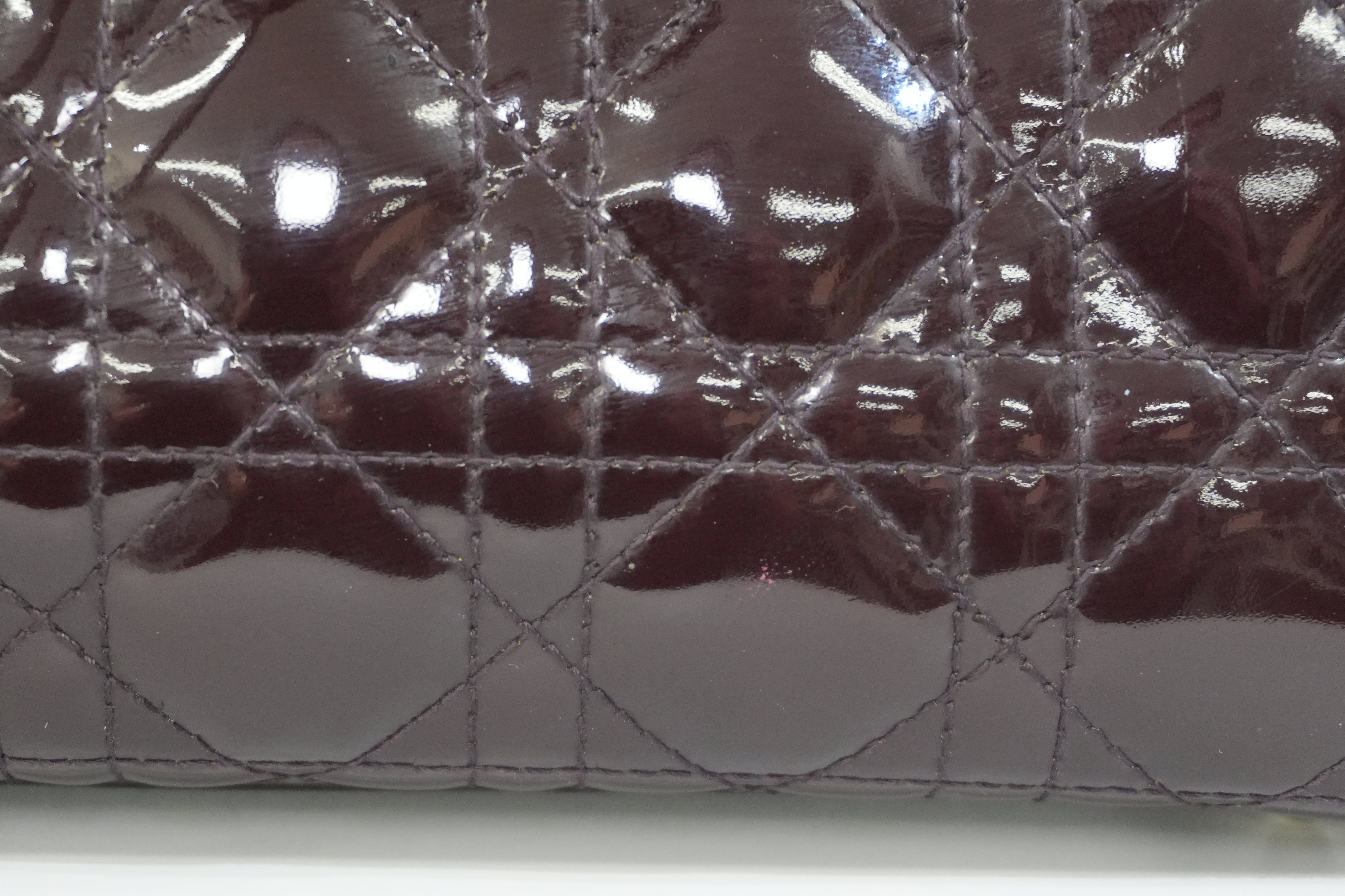 Pre-owned Lady Dior Cannage Quilted Patent Two Way Shoulder Bag Purple
