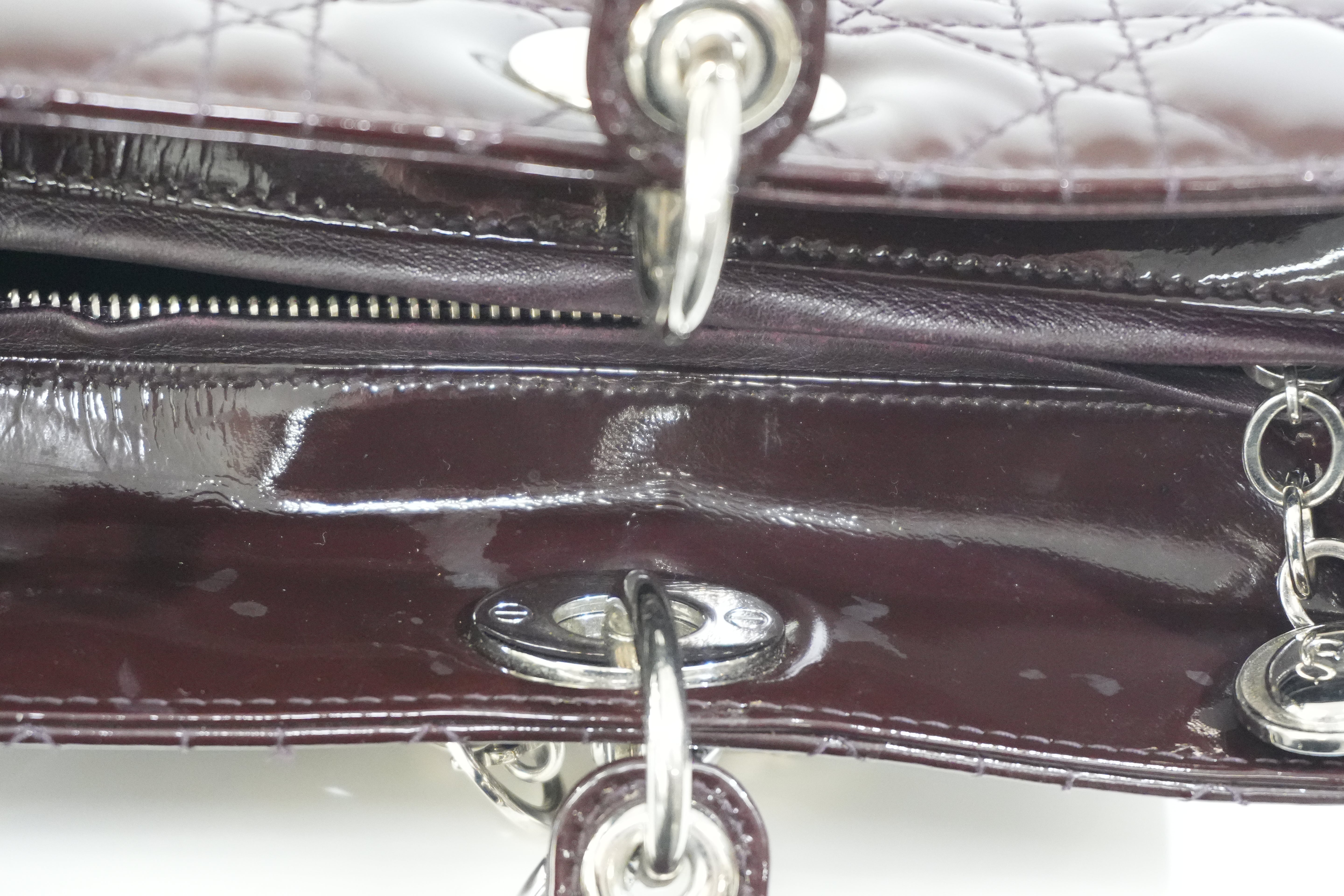 Pre-owned Lady Dior Cannage Quilted Patent Two Way Shoulder Bag Purple