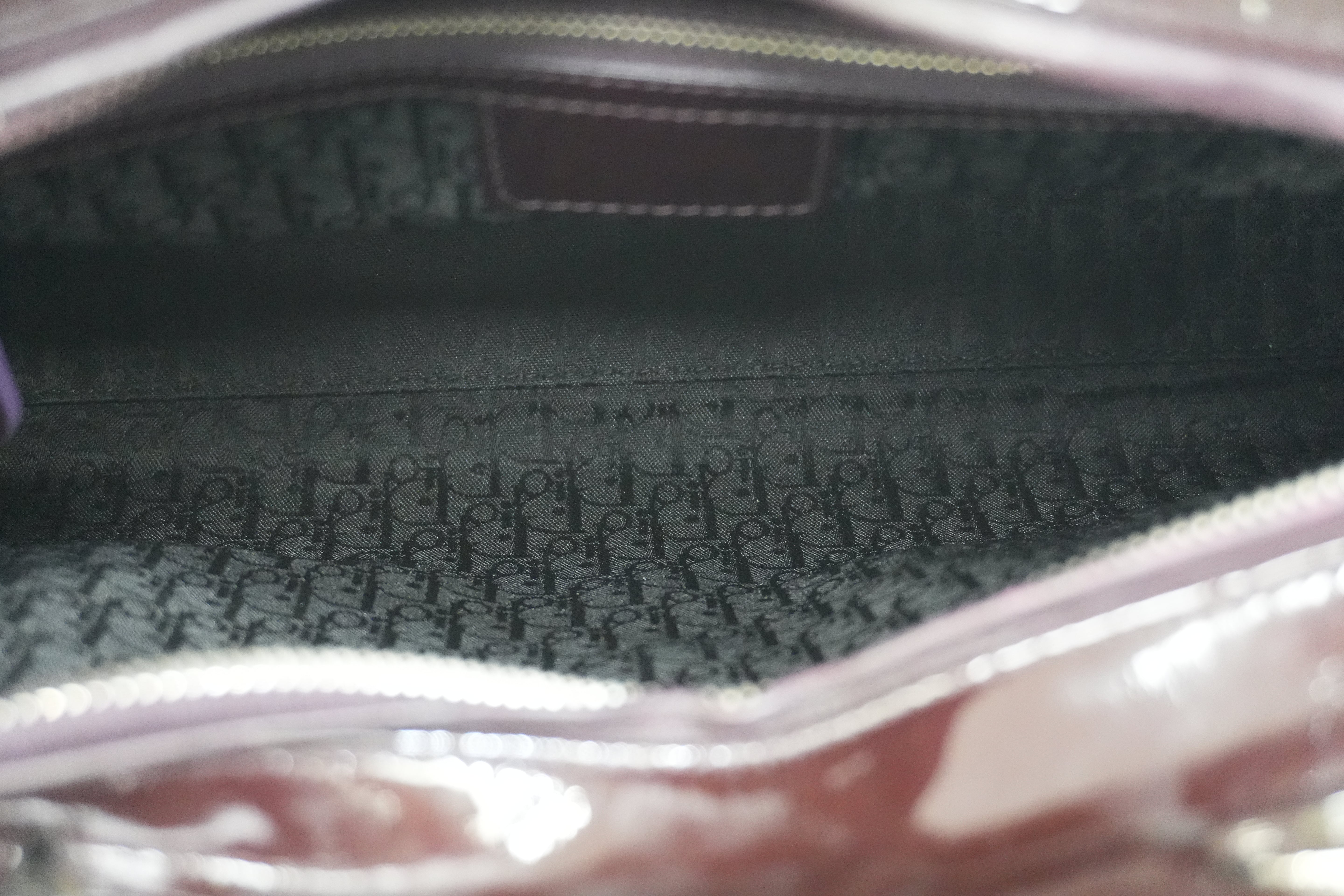 Pre-owned Lady Dior Cannage Quilted Patent Two Way Shoulder Bag Purple