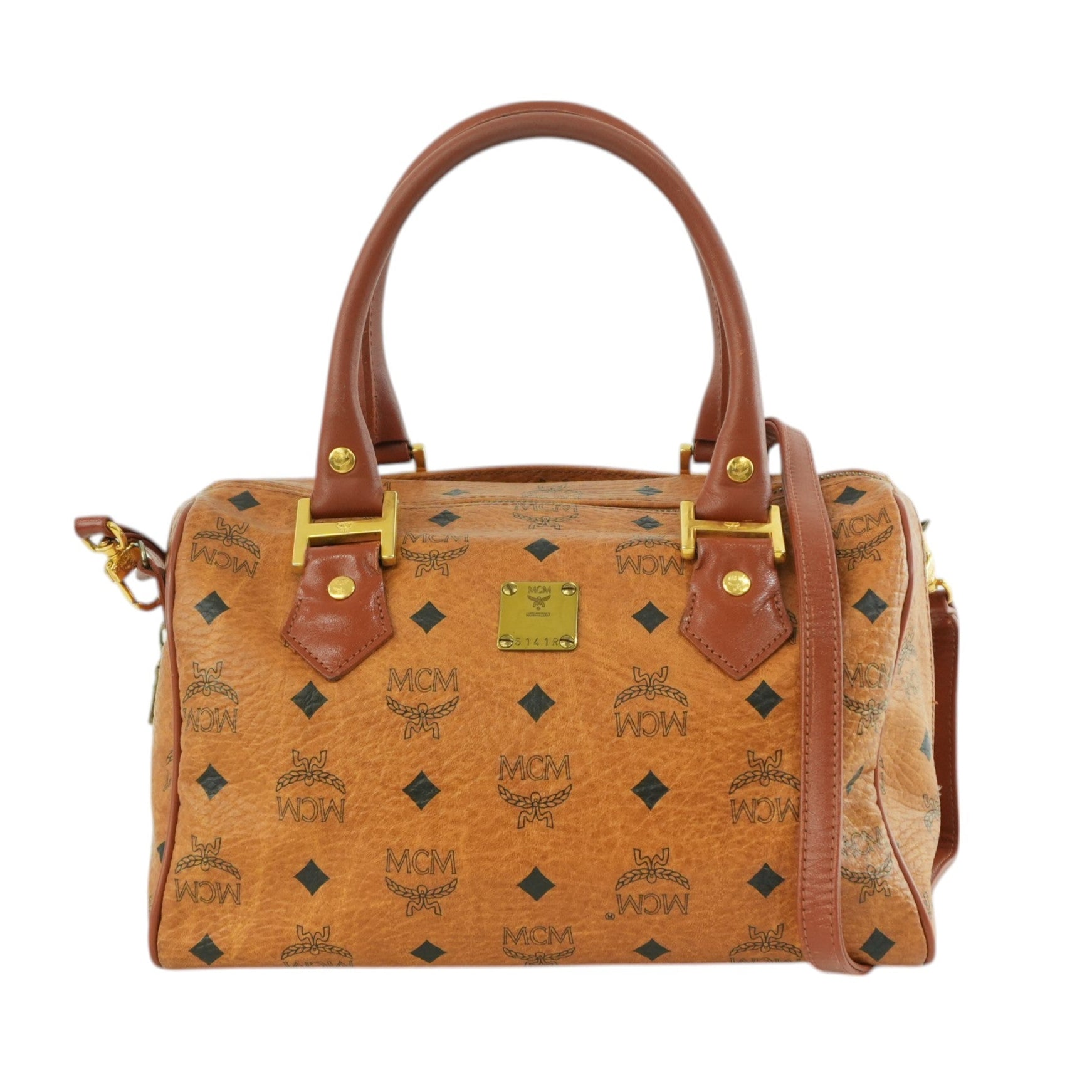 MCM Small Boston Bag Cognac Used