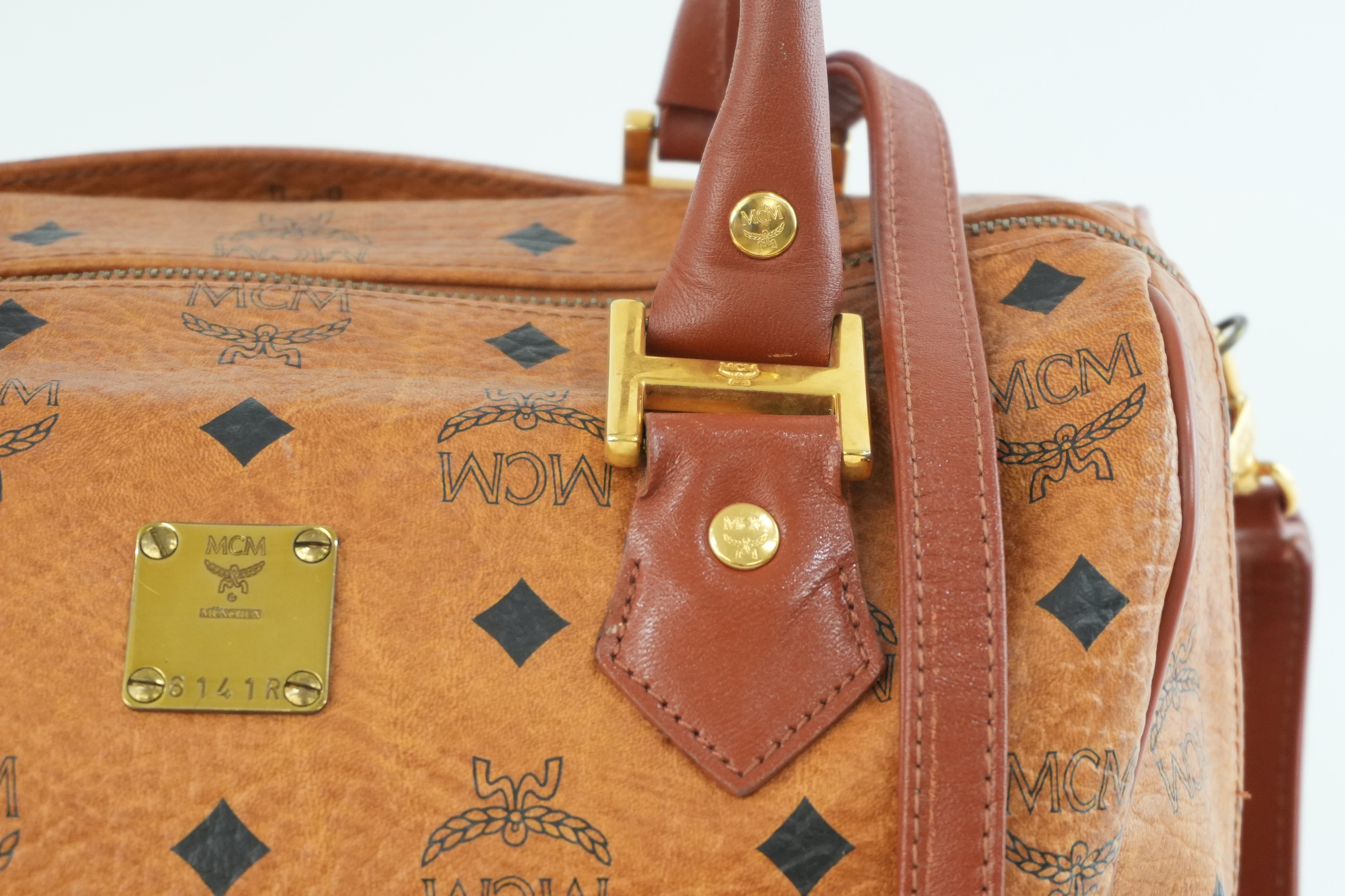 MCM Small Boston Bag Cognac Used