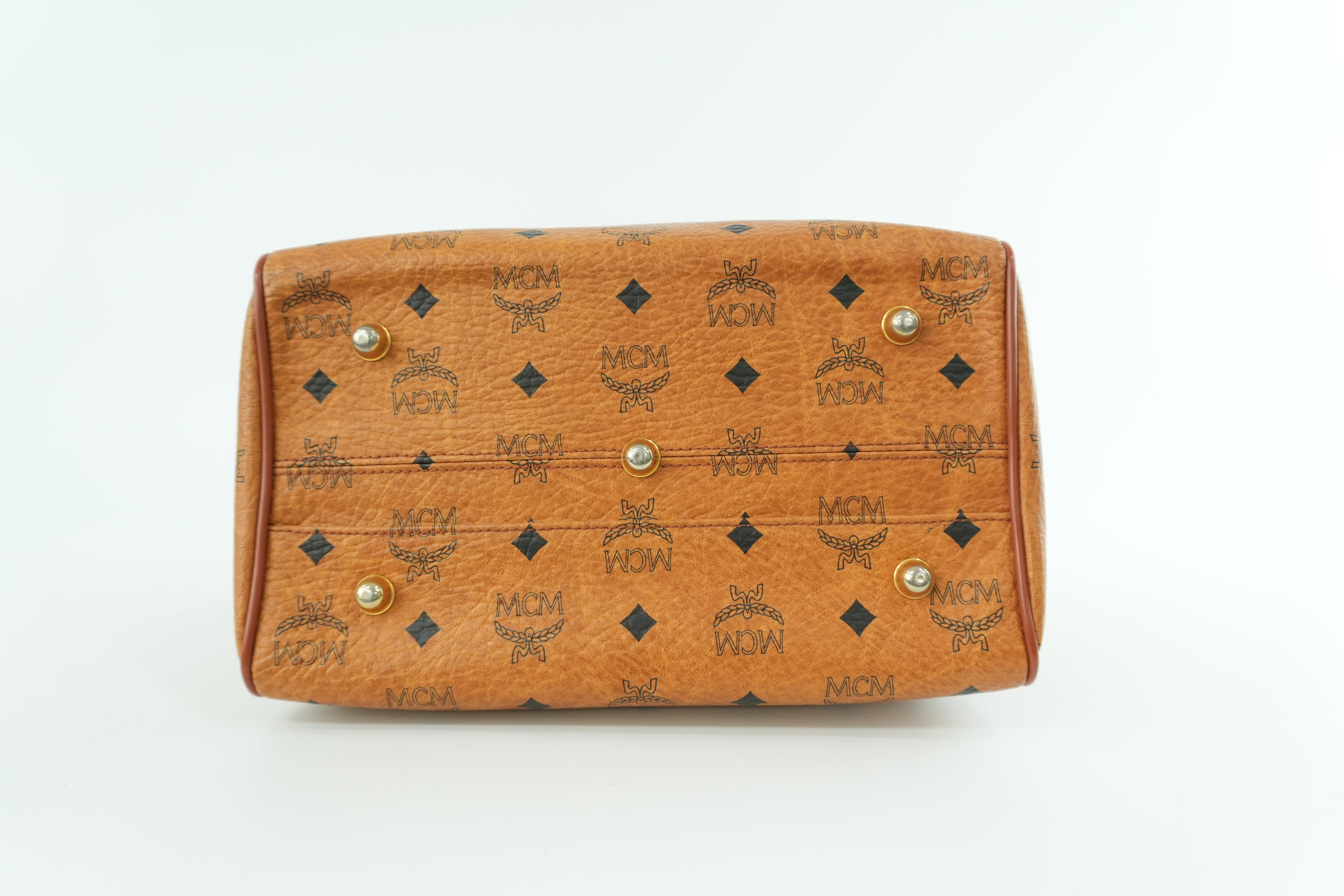 MCM Small Boston Bag Cognac Used