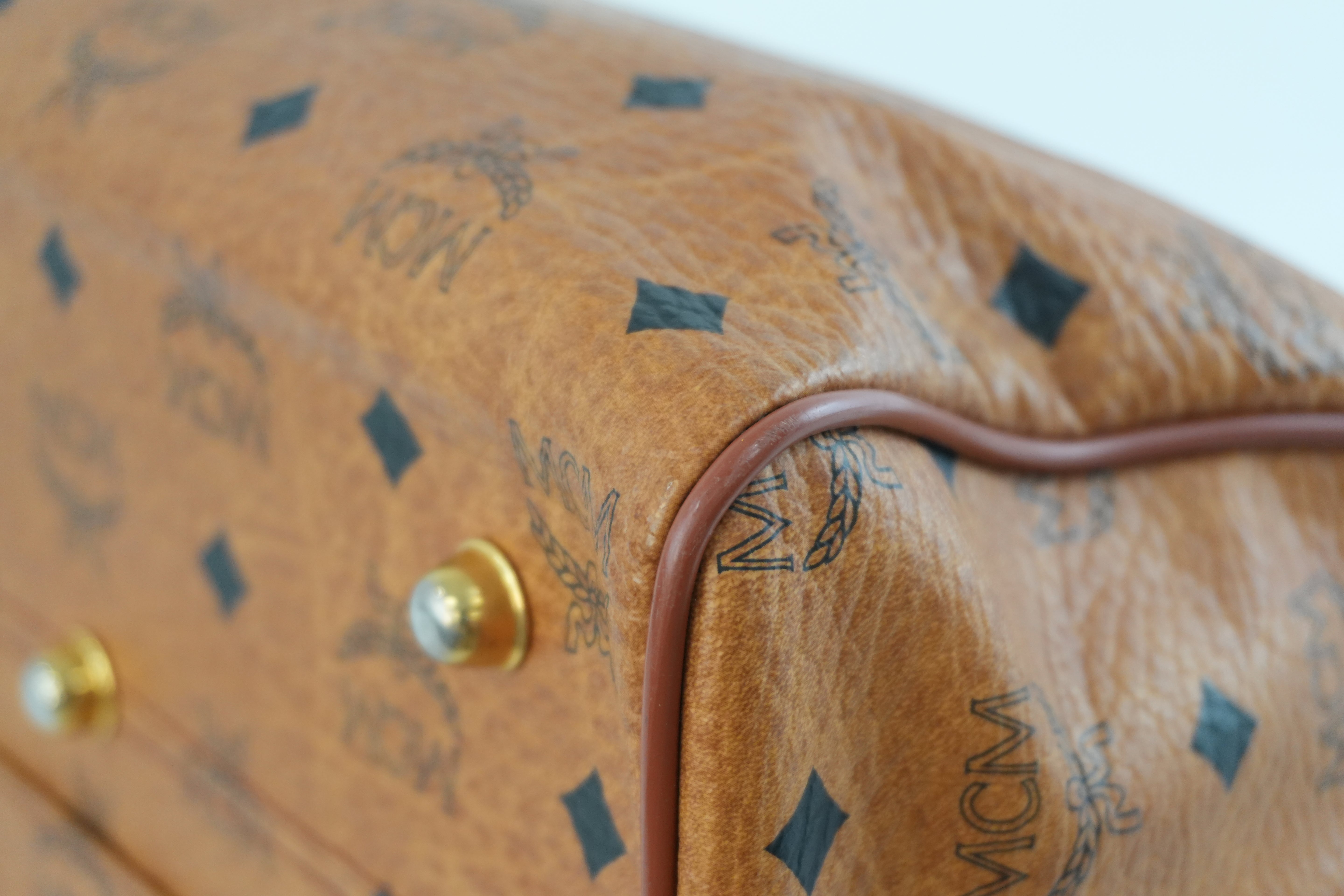 MCM Small Boston Bag Cognac Used